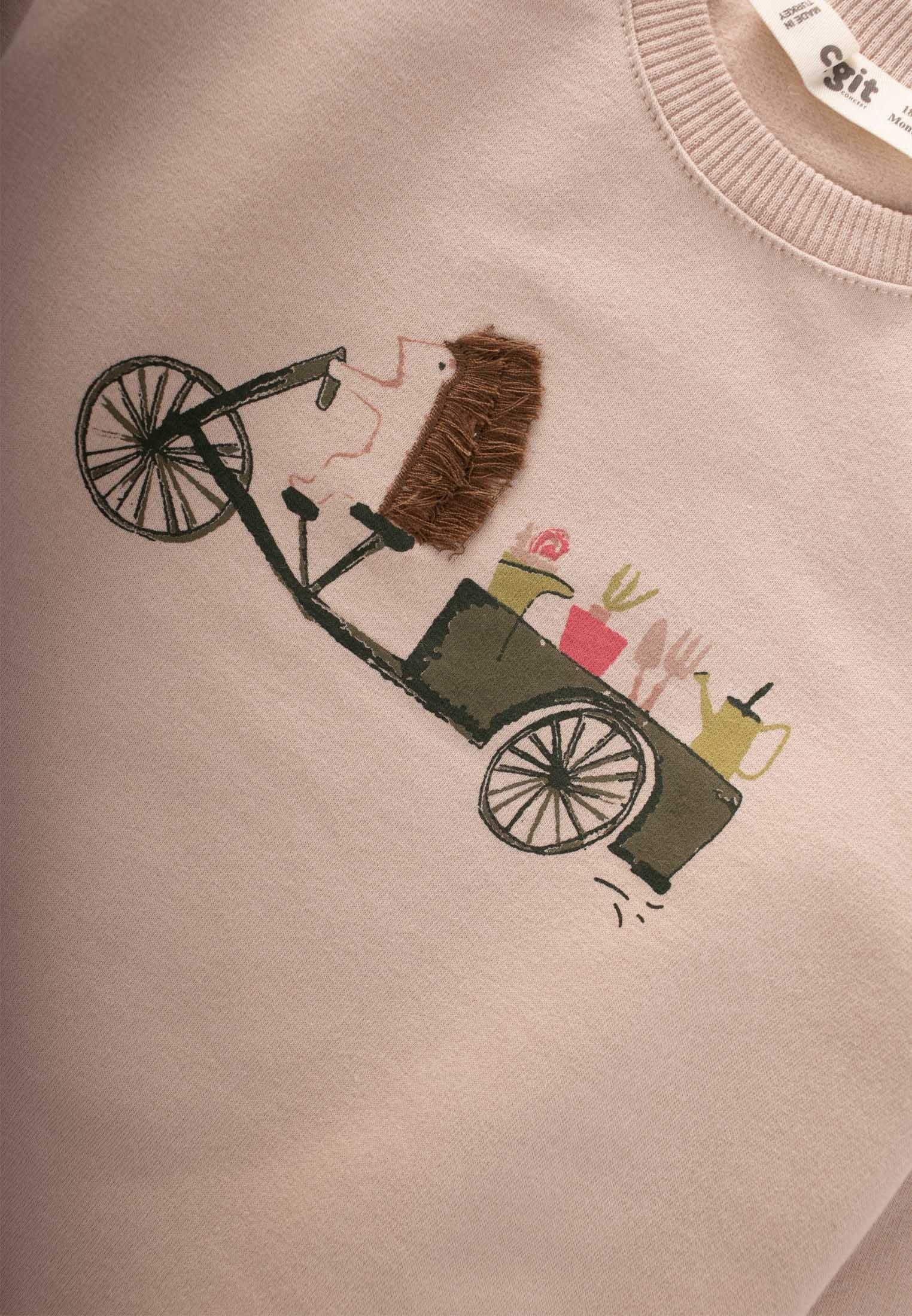 CigitKirpi Baskılı Sweatshırt Takım 0-5 Yaş BEJ