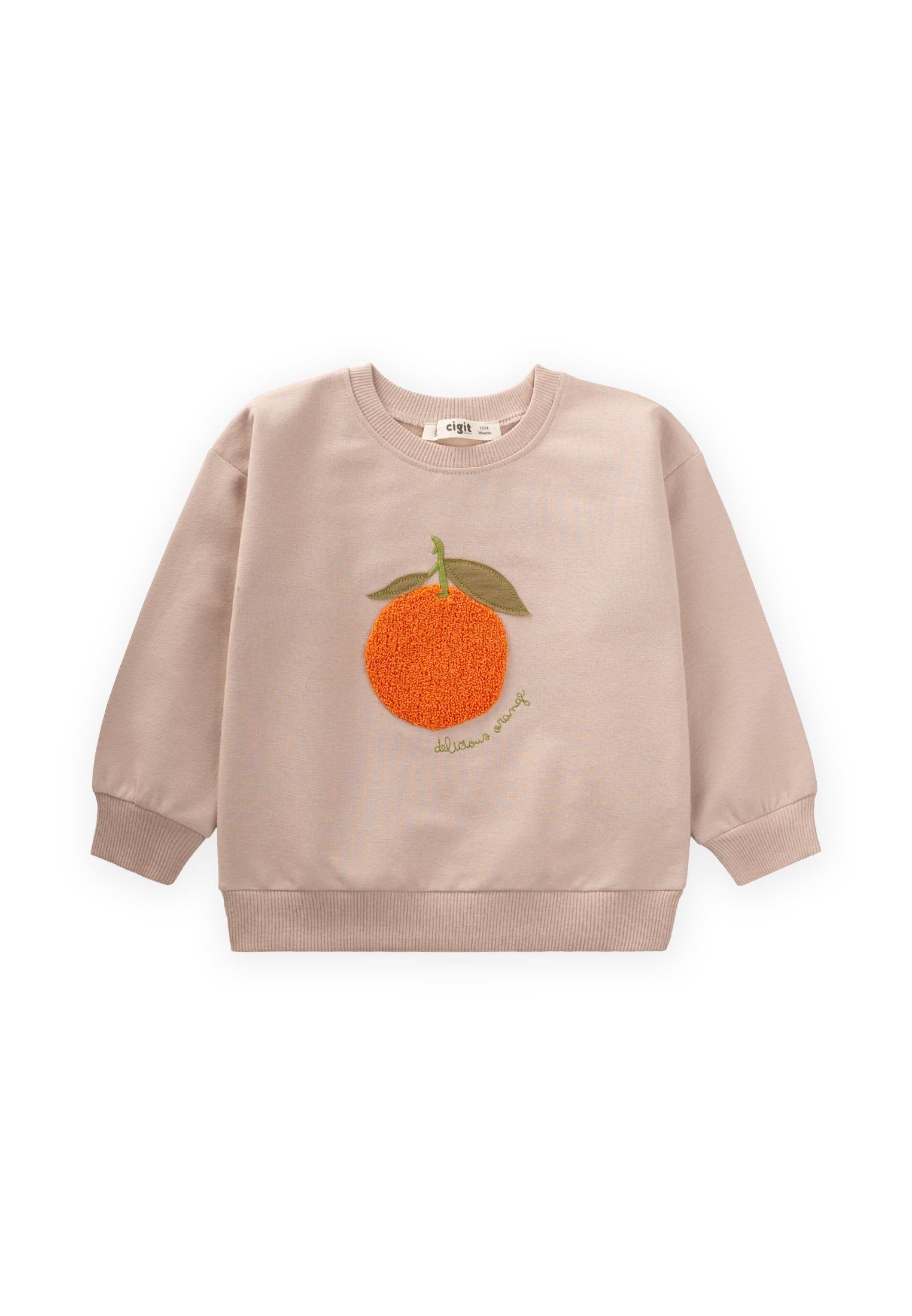 CigitSüzene Nakışlı Sweatshirt 1-7 Yaş BEJ