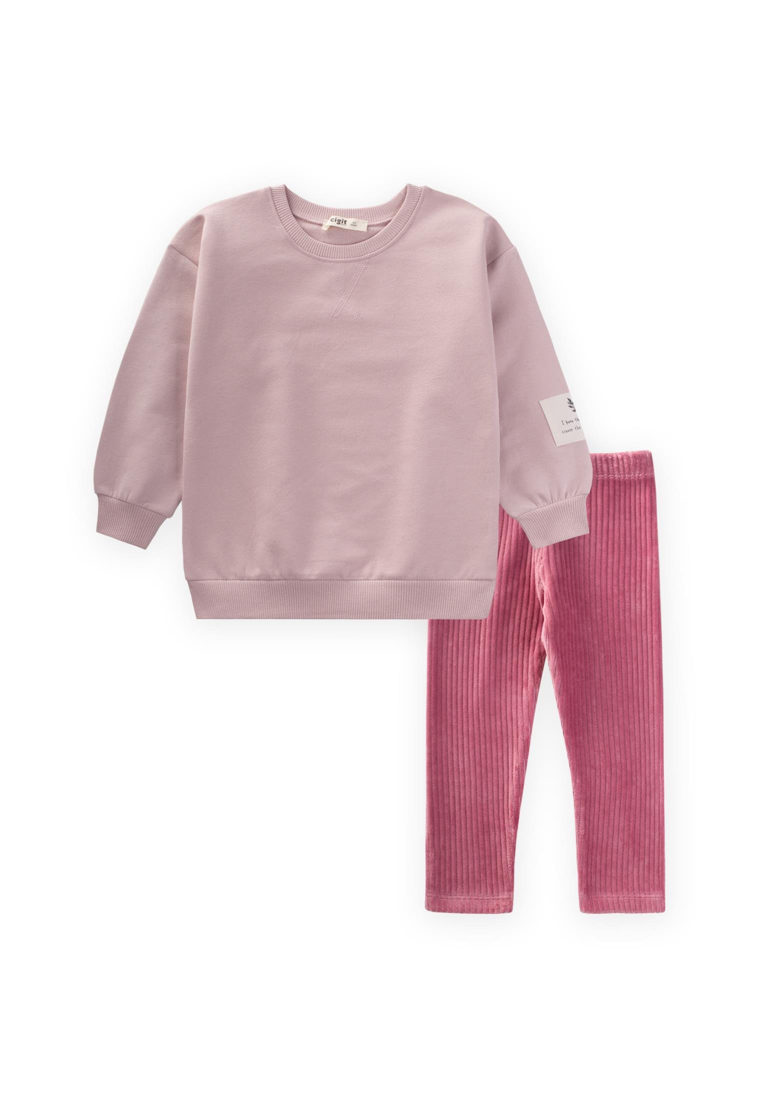 CigitSweatshırt Takım 2-10 Yaş PUDRA PEMBE