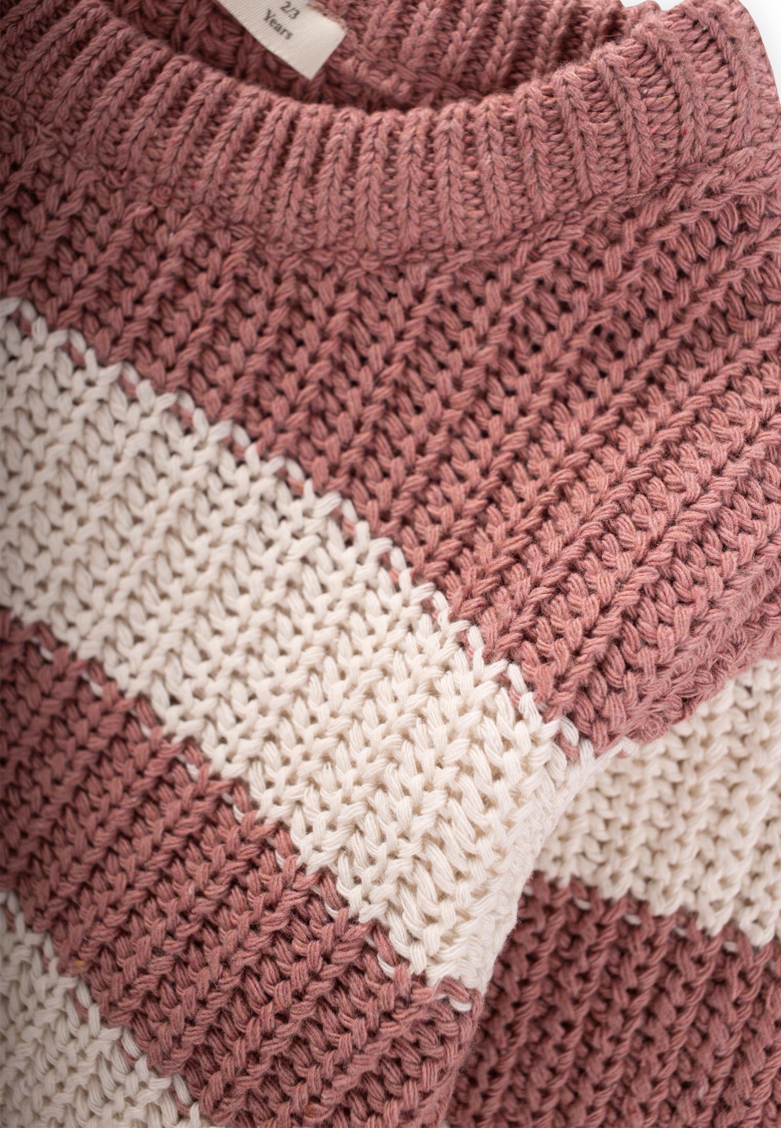 CigitSelanik Çizgili Triko Kazak 2-8 Yaş GÜL KURUSU