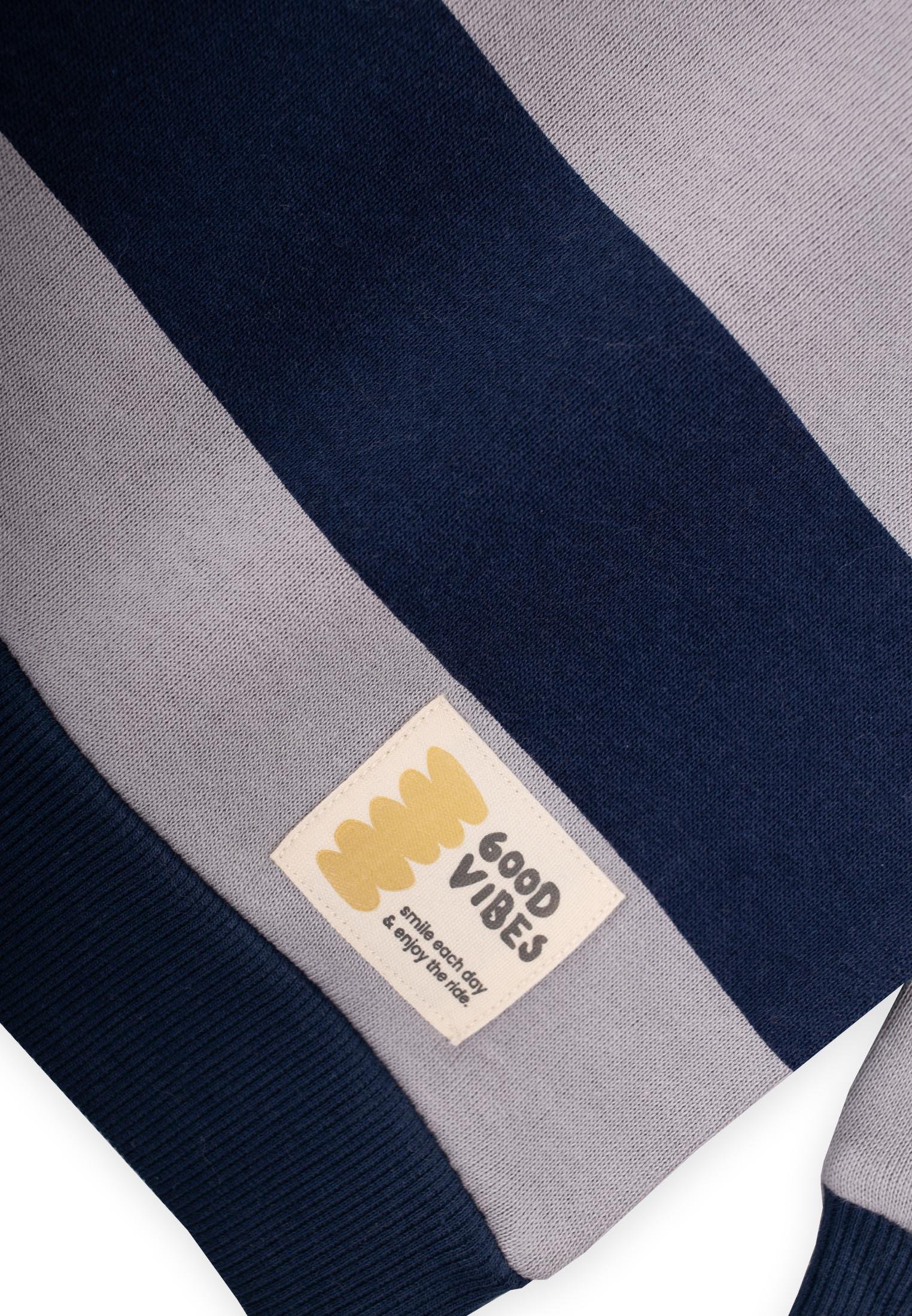 CigitSweatshırt 4-12 Yaş GRİ LACİVERT ÇİZGİLİ