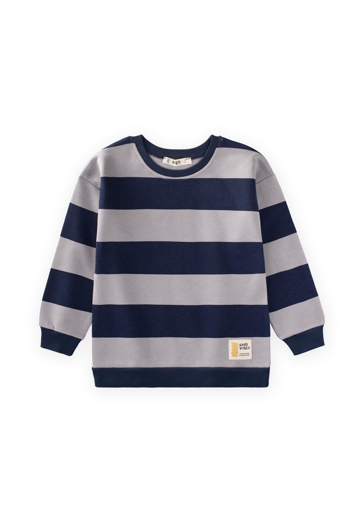 CigitSweatshırt 4-12 Yaş GRİ LACİVERT ÇİZGİLİ