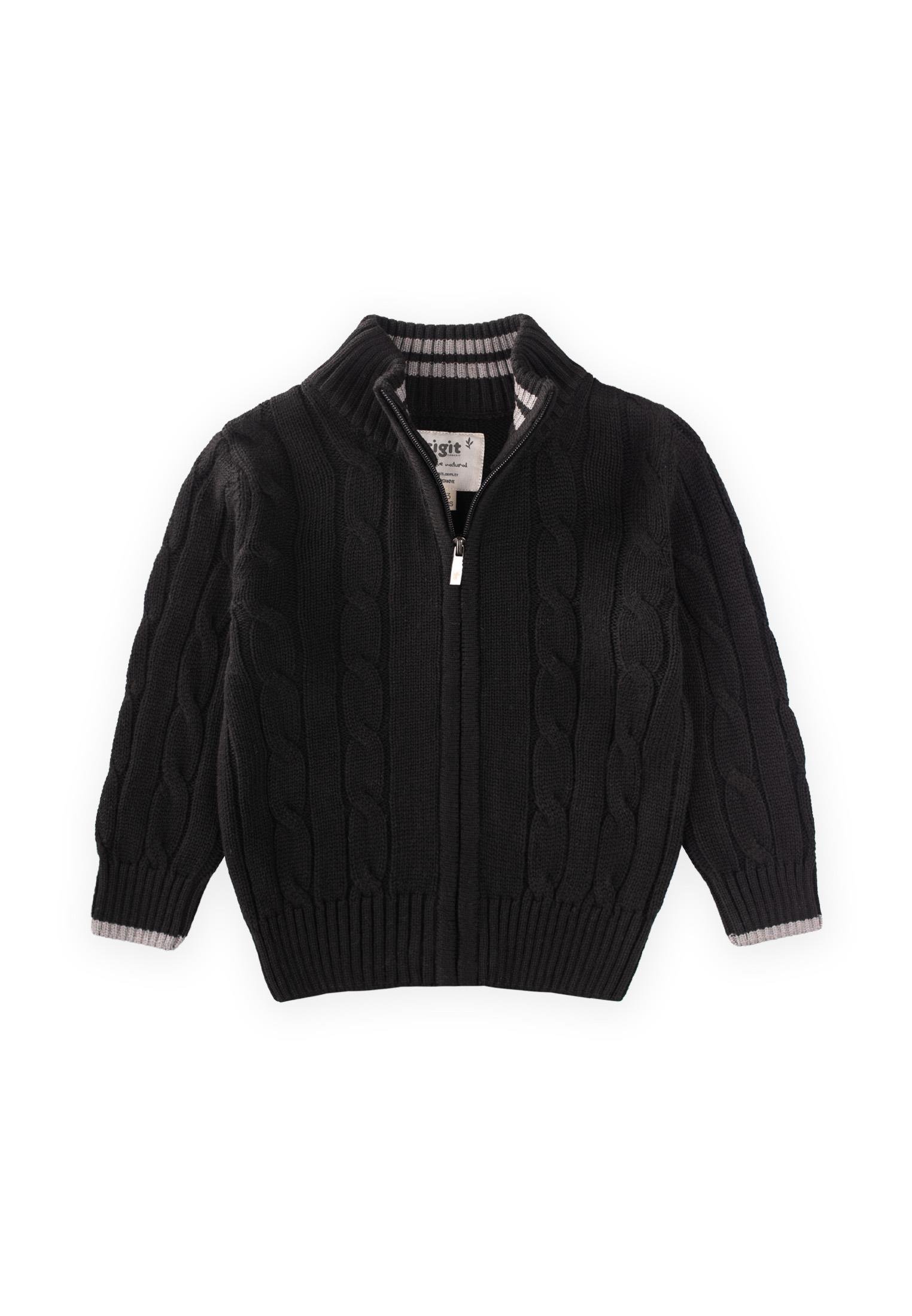 CigitSaç Örgü Triko Hırka 2-11 Yaş SİYAH