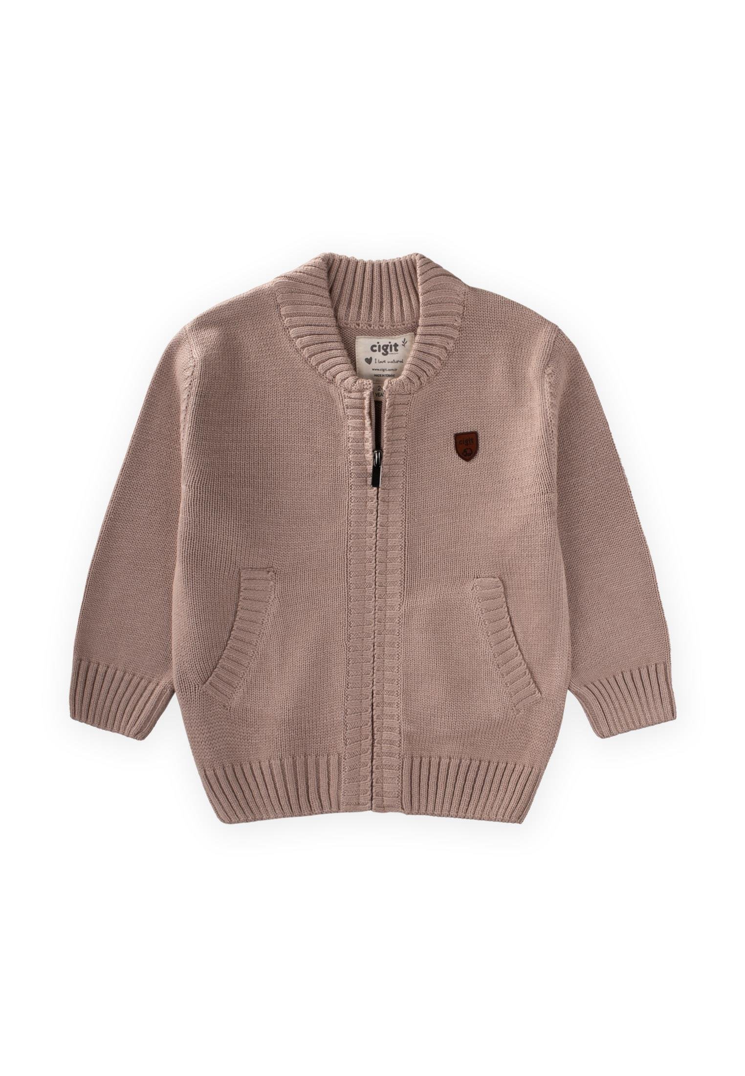 CigitTriko Cepli Hırka 2-11 Yaş BEJ