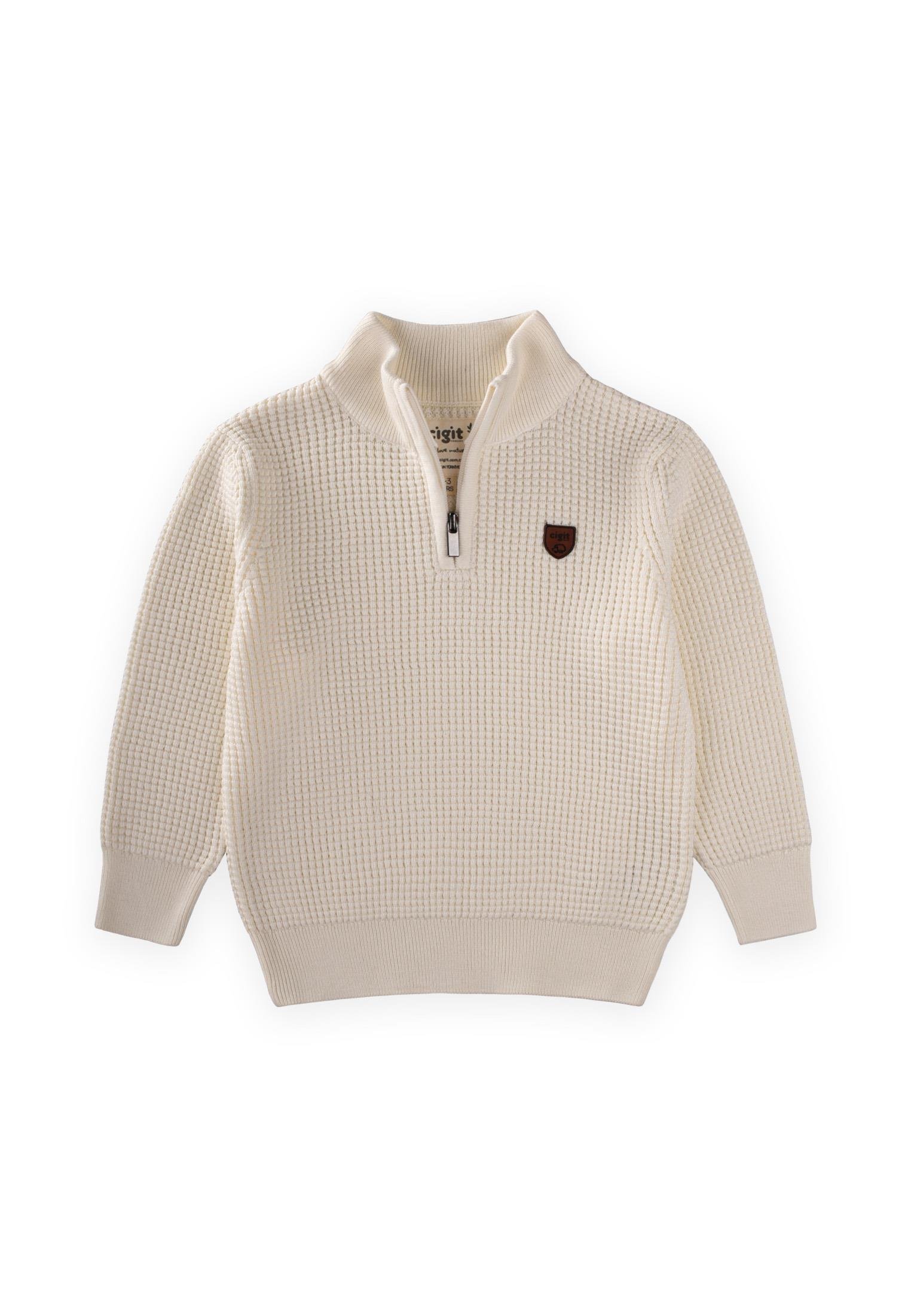 CigitSelanik Triko Fermuarlı Kazk 2-11 Yaş EKRU