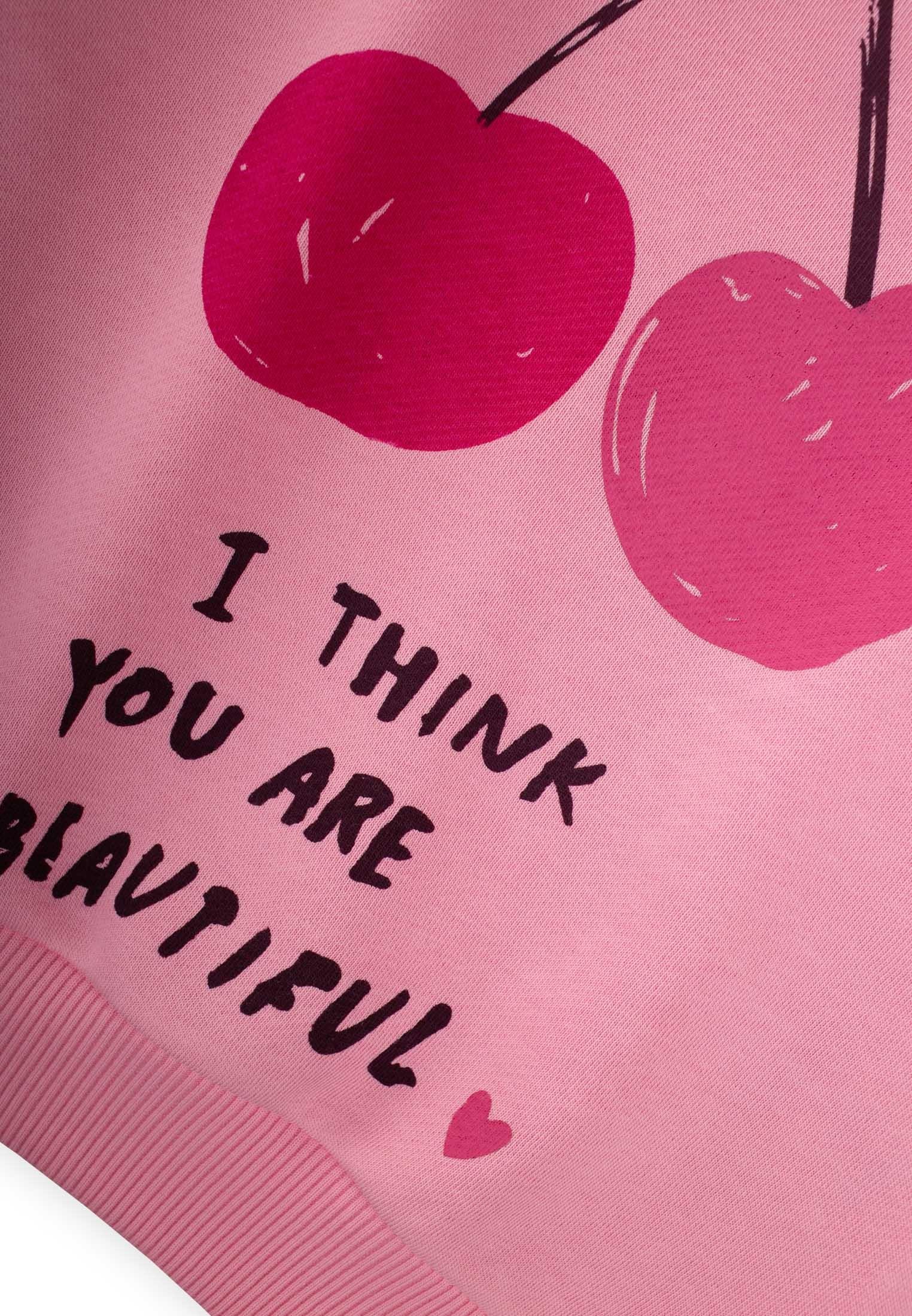 CigitKiraz Baskılı Sweatshırt Takım 2-10 Yaş PEMBE