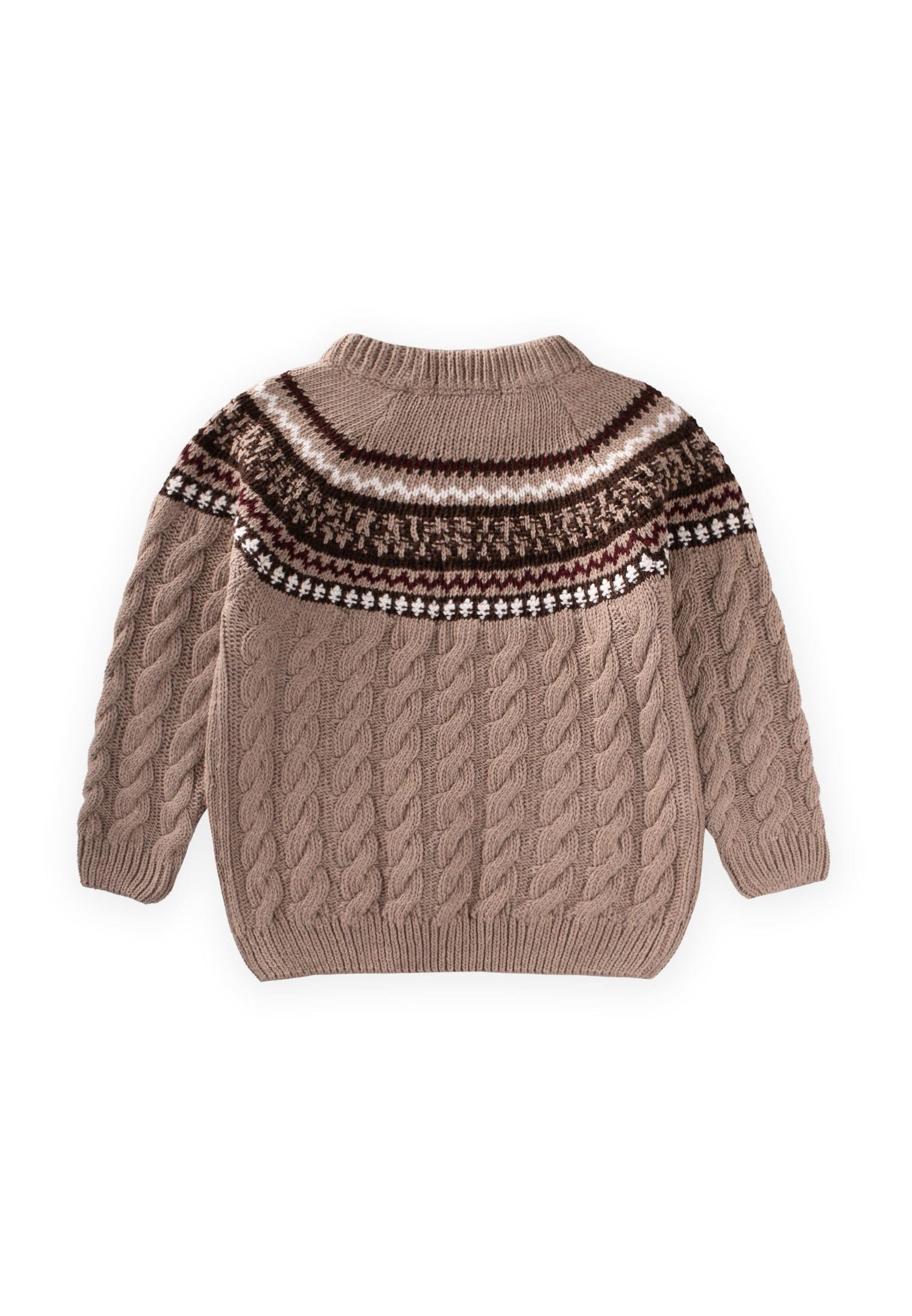 CigitDesenli Triko Kazak 2-8 Yaş BEJ