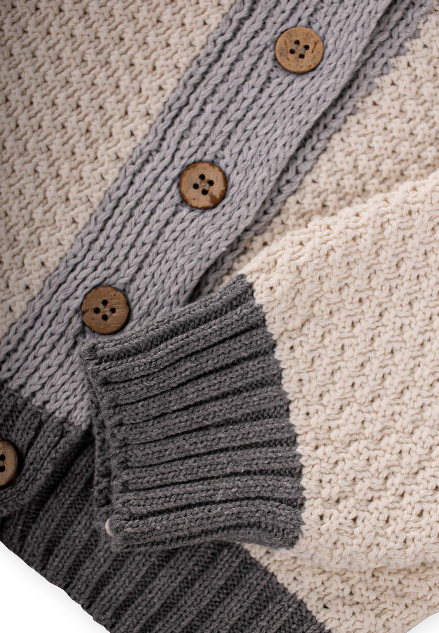 CigitTriko Düğmeli Hırka 2-8 Yaş NATUREL GRİ