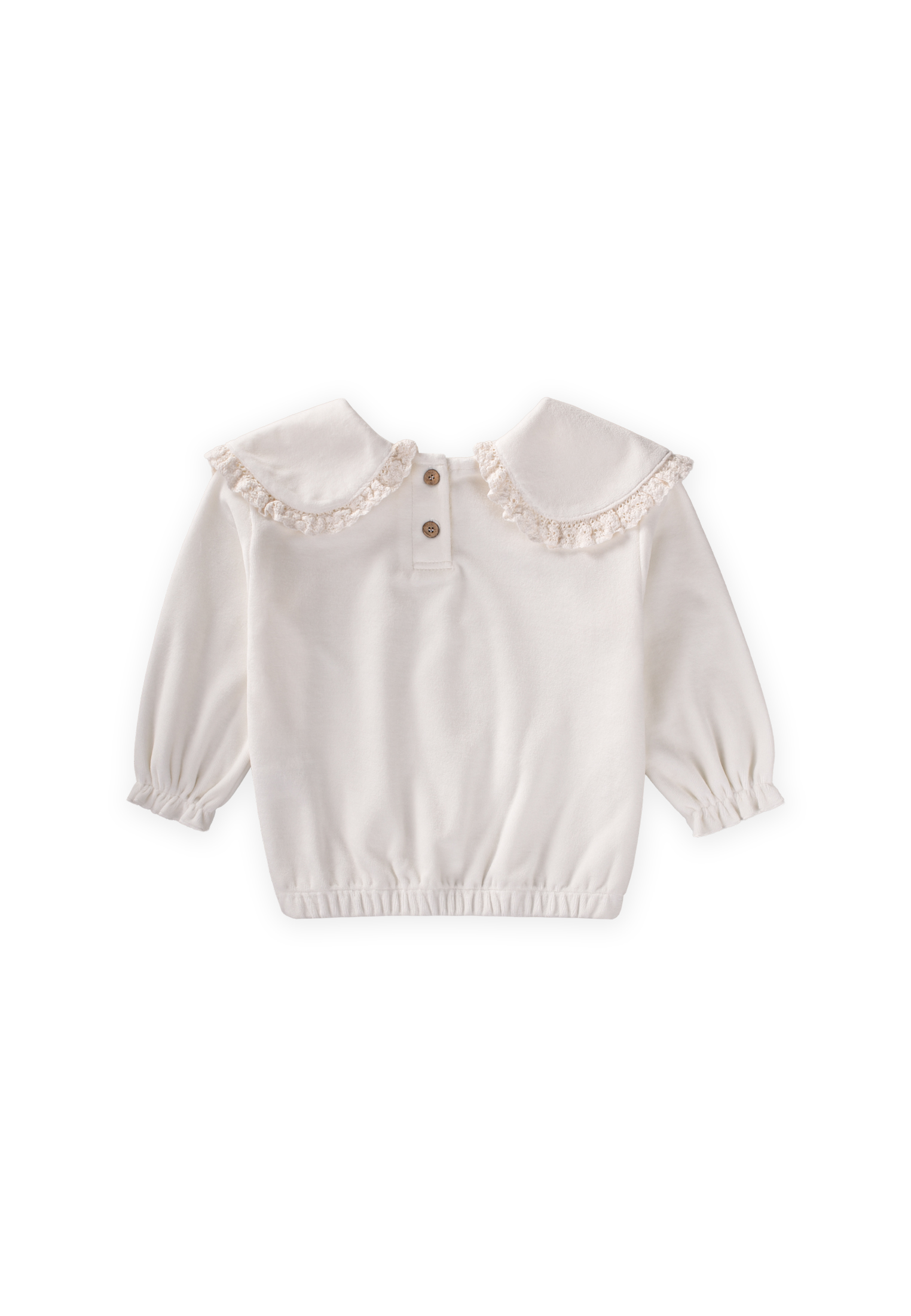 CigitDantel Yakalı Vintage Kadife Üst 2-8 Yaş BEYAZ