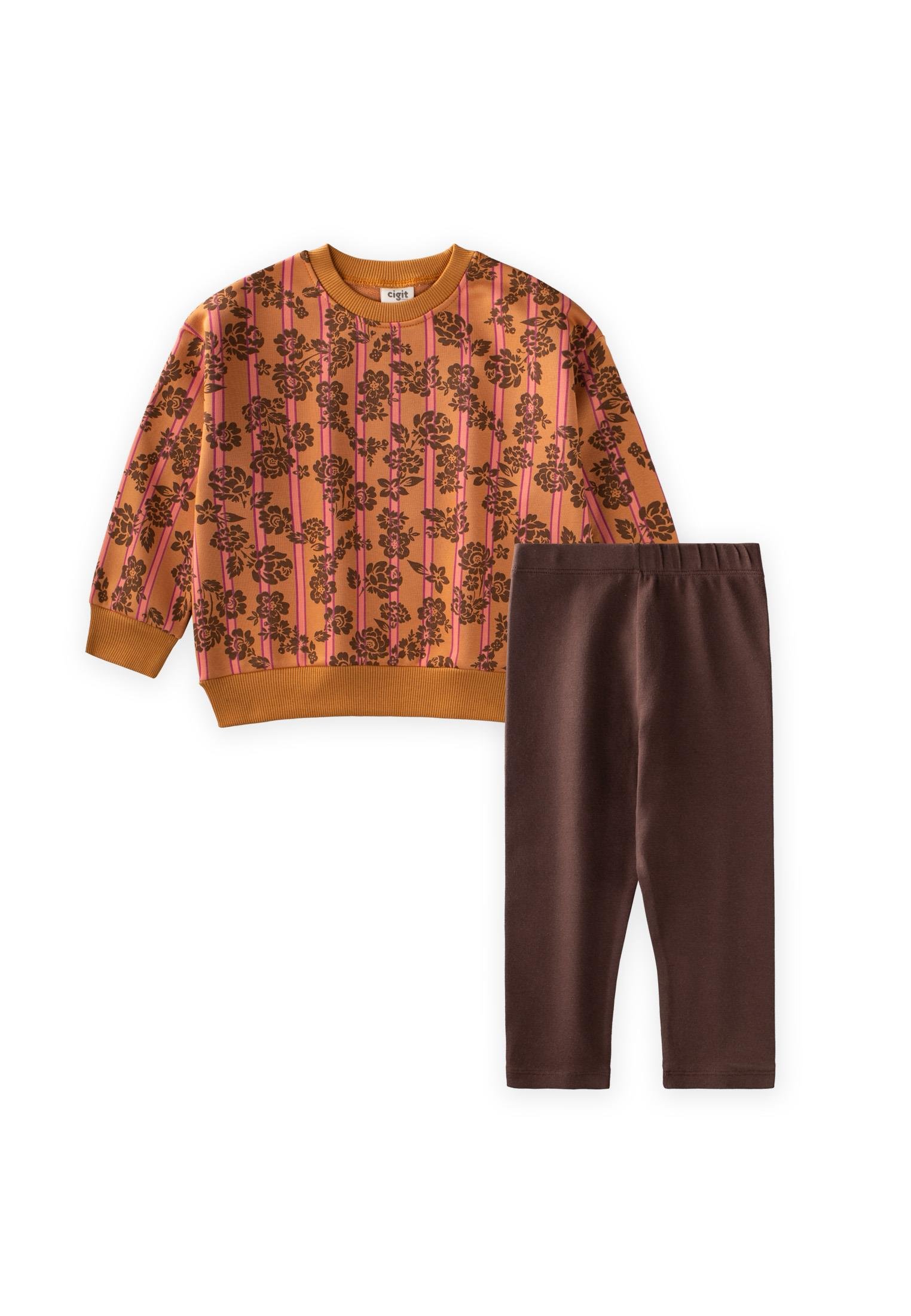 CigitTaytlı Sweatshırt Takım 2-10 Yaş CAMEL