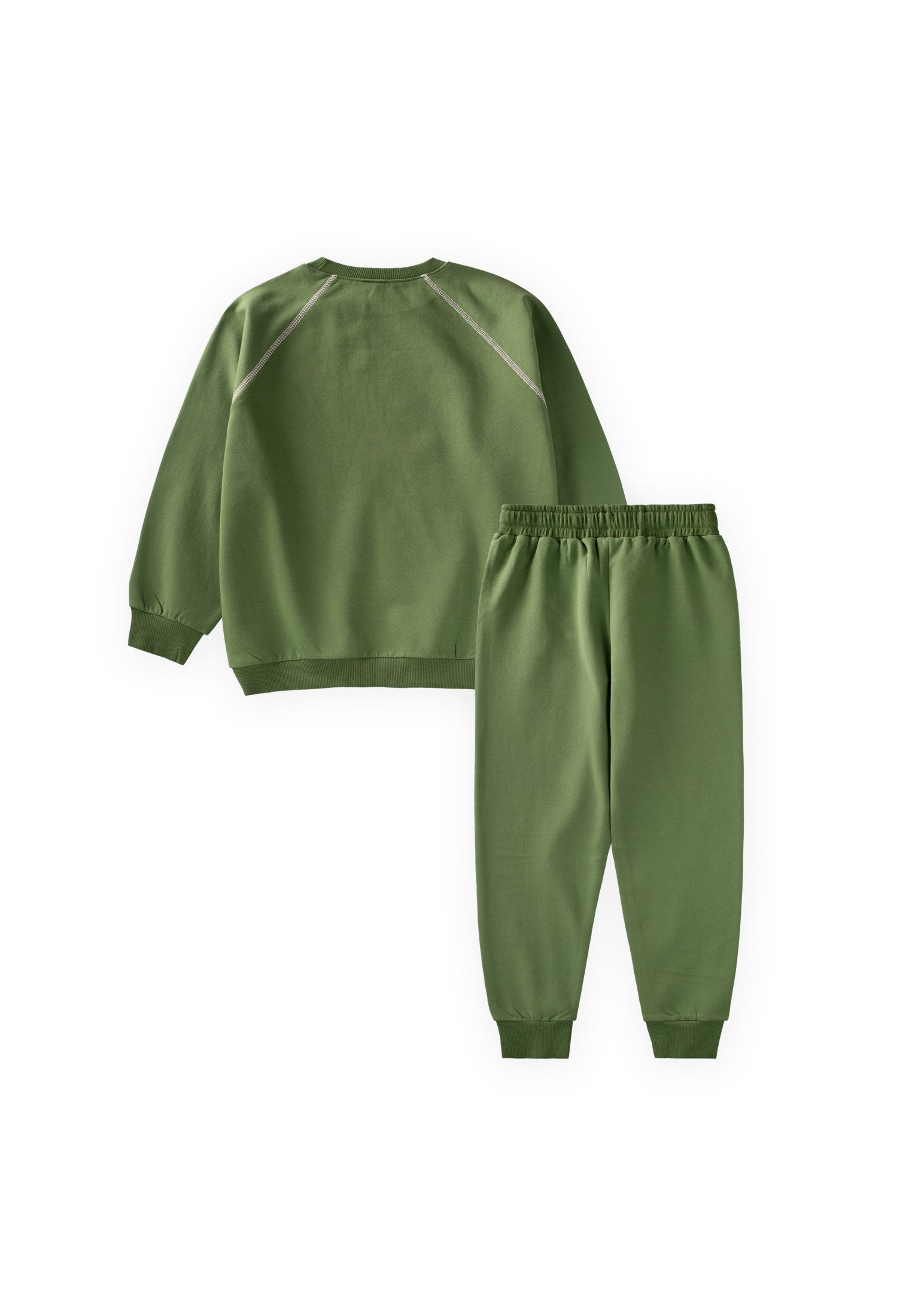CigitŞardonlu Karyoka Detaylı Baskılı Sweatshirt Takım 2-10 Yaş YAĞ YEŞİLİ