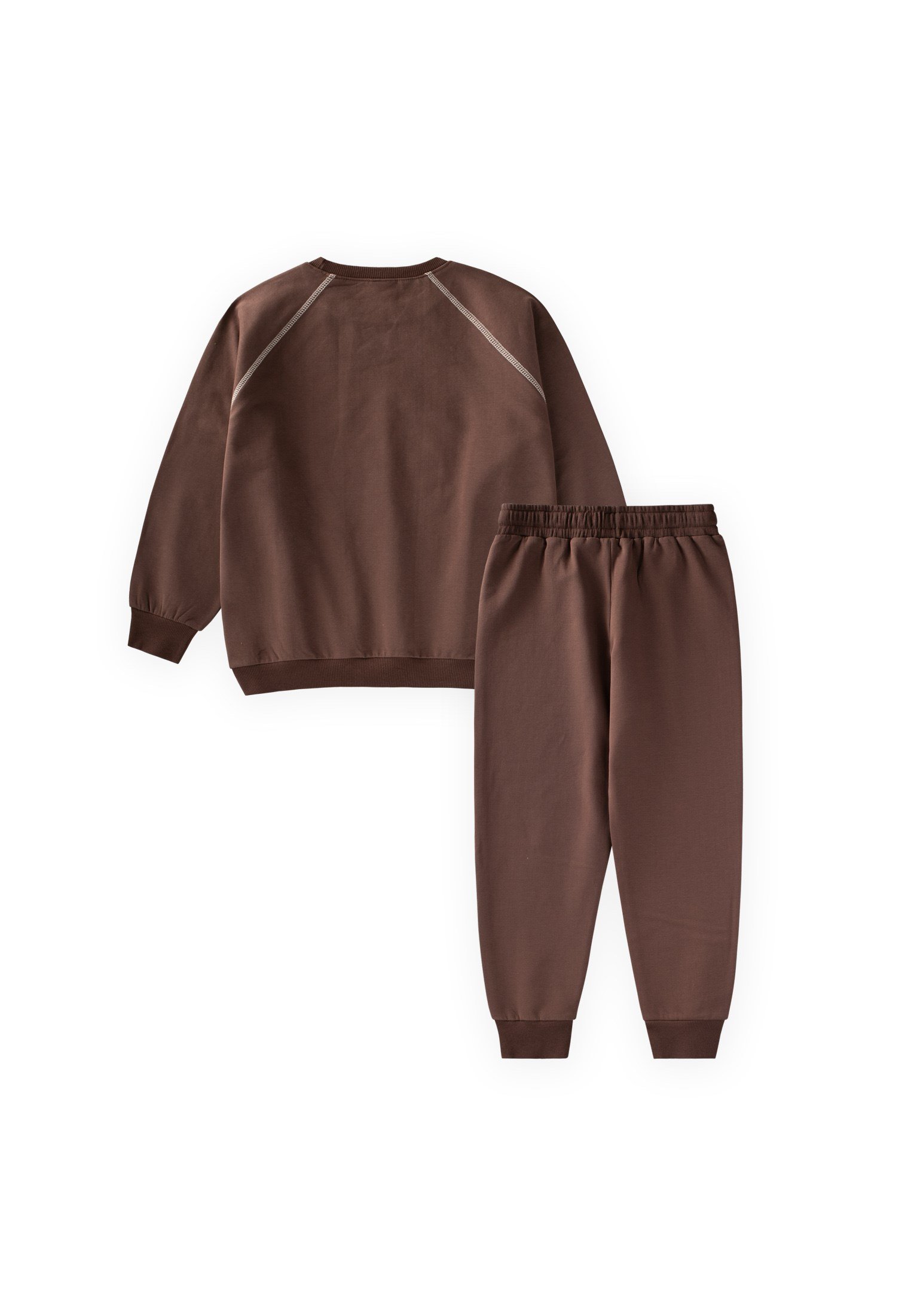 CigitŞardonlu Karyoka Detaylı Baskılı Sweatshirt Takım 2-10 Yaş KAHVERENGİ