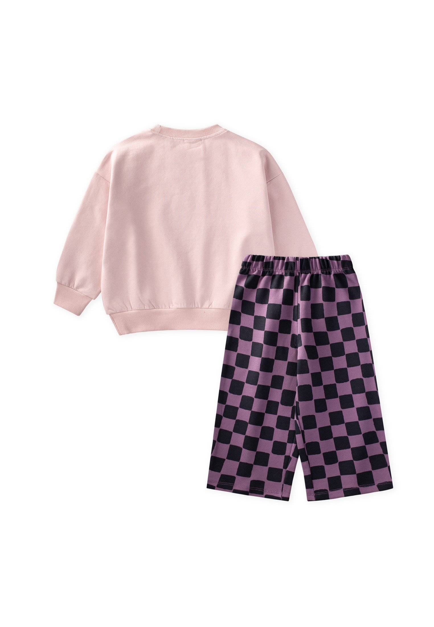 CigitDesenli Sweatshirt Takım 2-8 Yaş PUDRA PEMBE