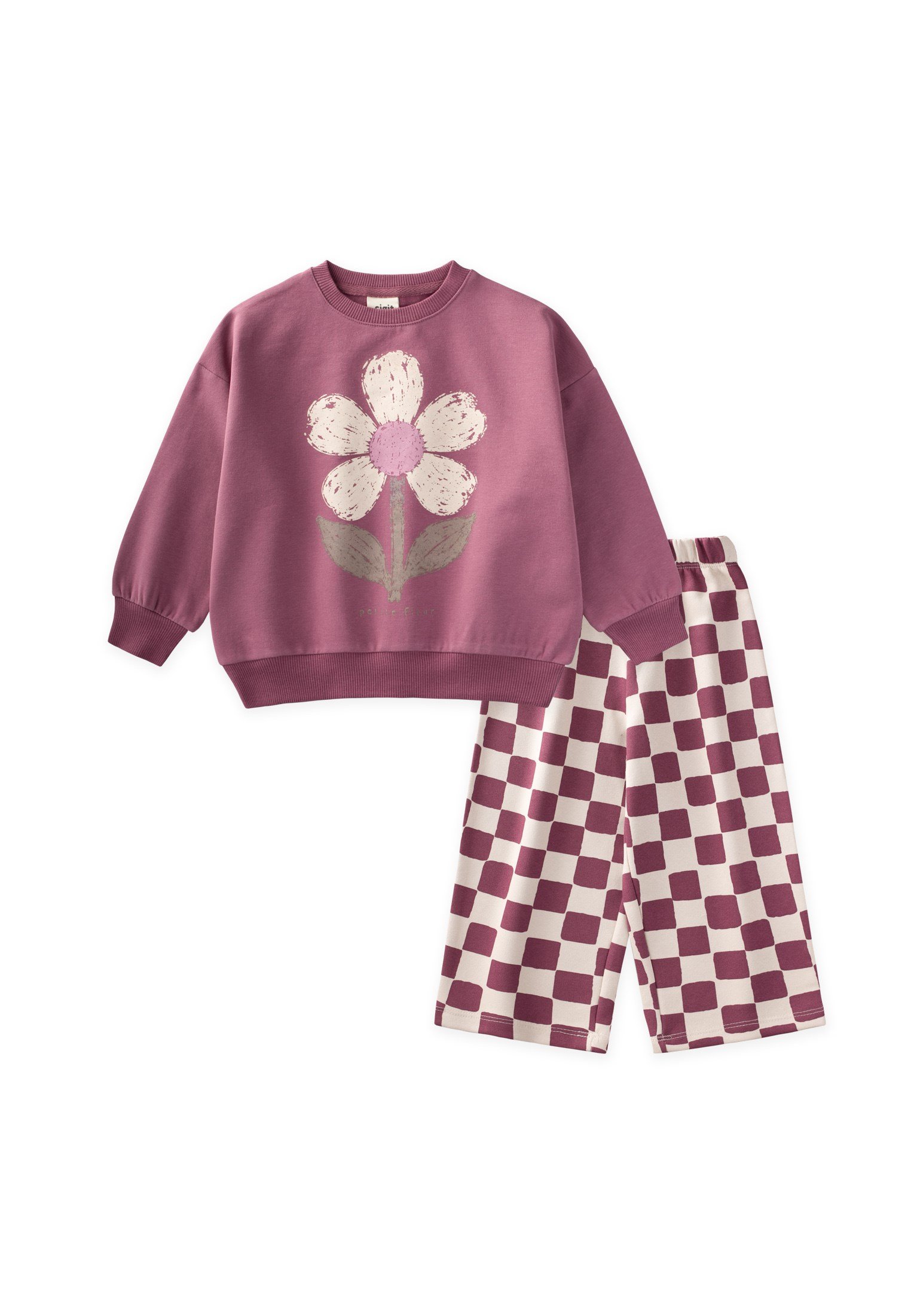CigitDesenli Sweatshirt Takım 2-8 Yaş ANTİK PEMBE