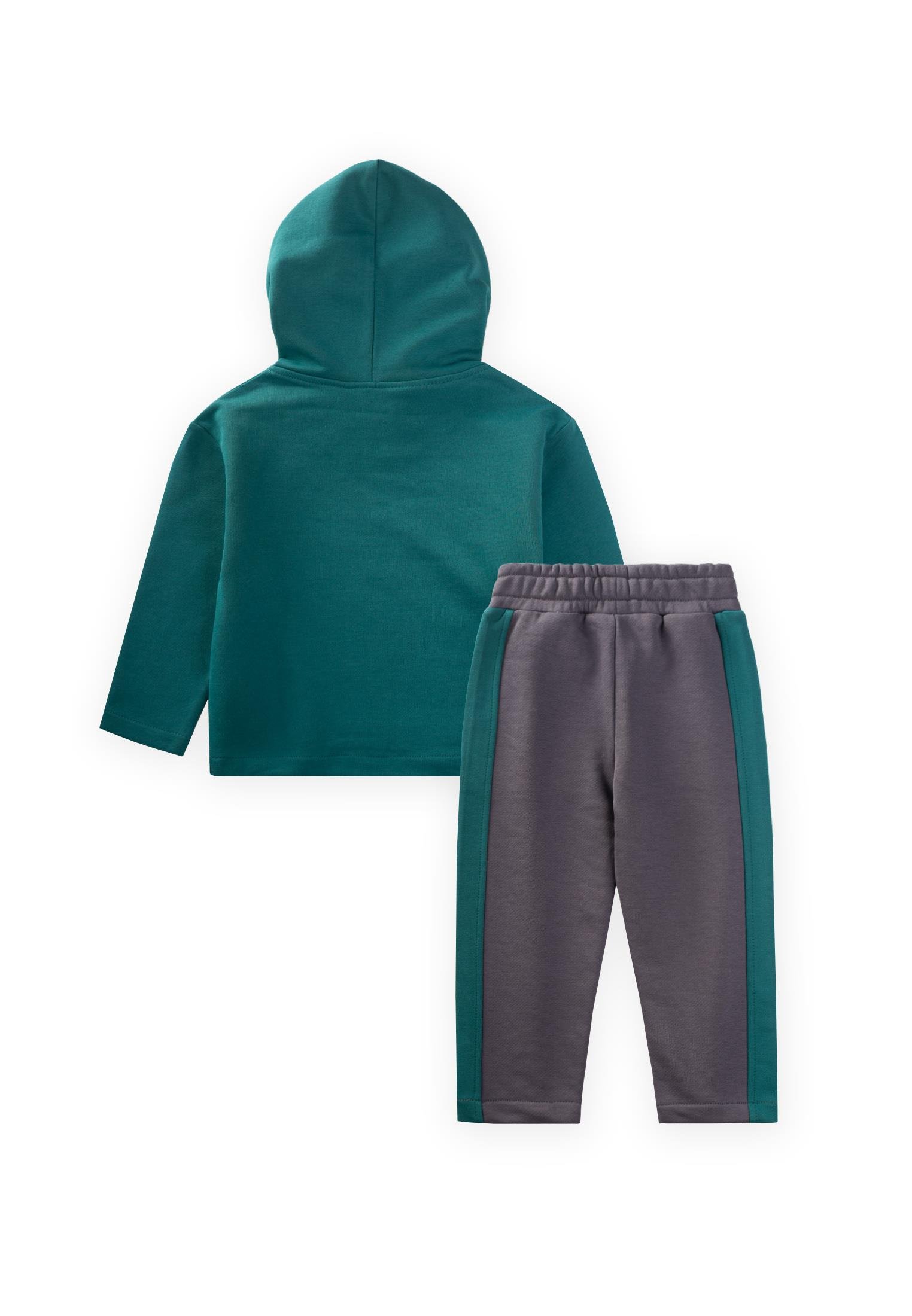 CigitKapşonlu Sweatshirt Takım 1-8 Yaş Petrol yeşil,Antrasit