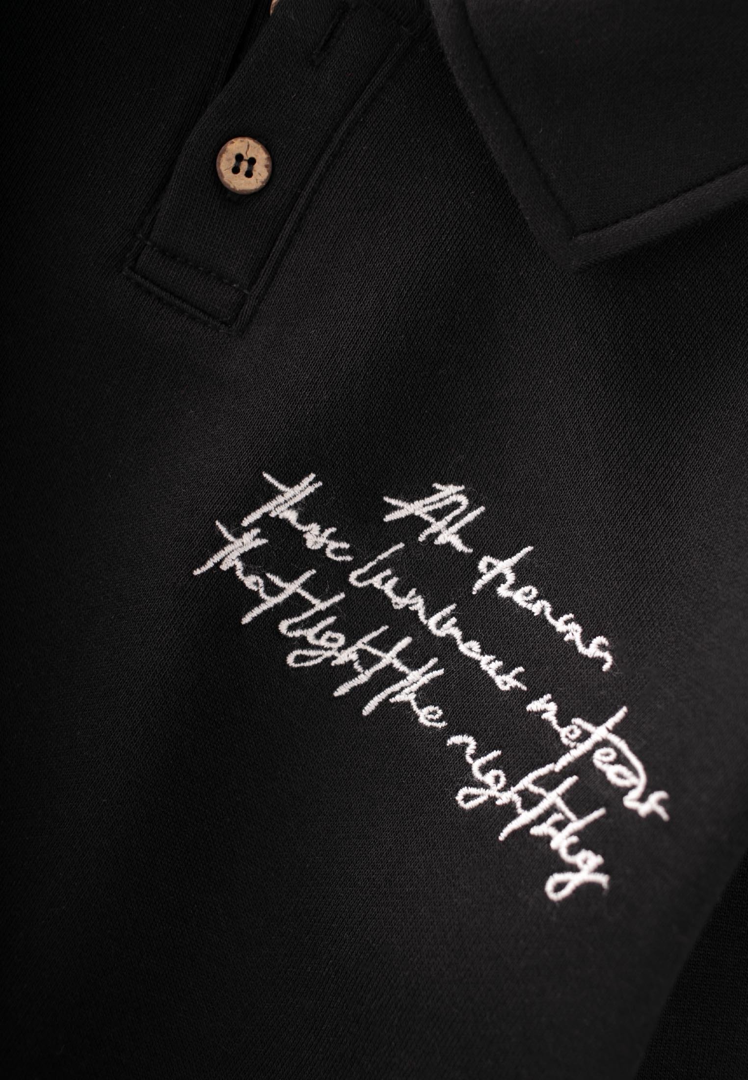 CigitYakalı Nakış İşlemeli Sweatshırt Takım 2-10 Yaş SİYAH