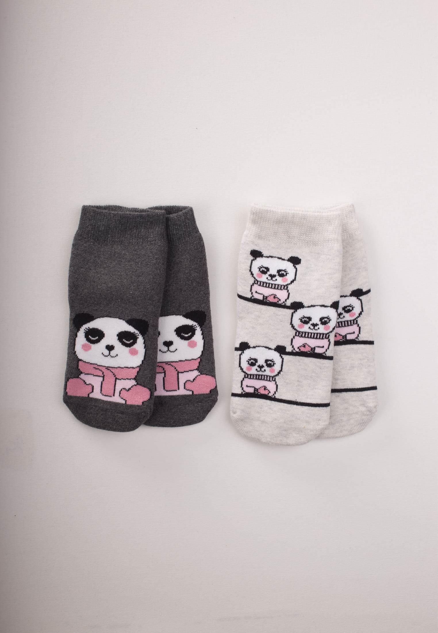 CigitPanda Havlu Soket İkili Çorap 3-10 Yaş Karışık Renk