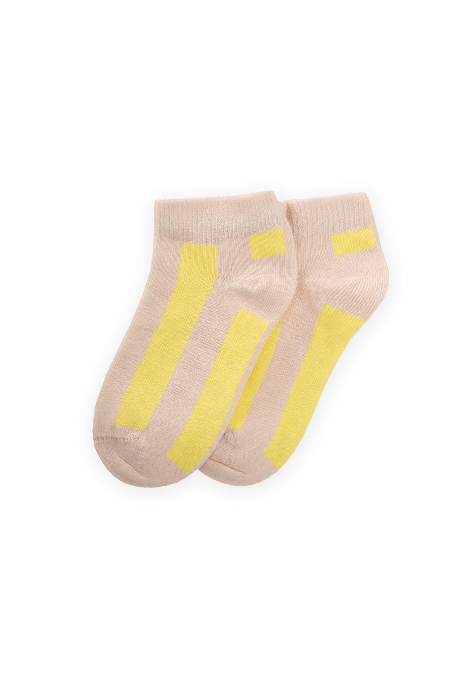 CigitKalın Çizgili Çocuk Patik Çorabı 5-12 Yaş KUM-SARI