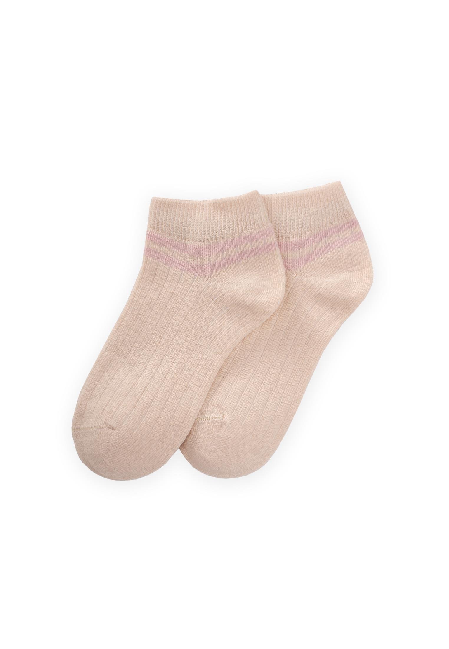 CigitZemin Ham  Bilekleri Çizgili Çocuk Patik 5-12 Yaş PUDRA