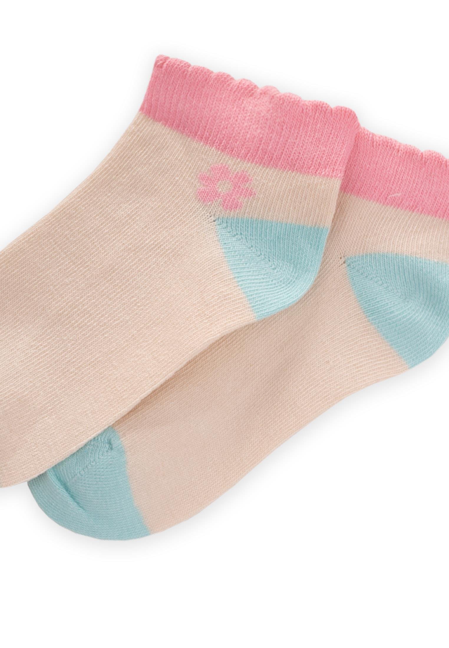 CigitTopuk Burnu Renkli Çocuk Patik Çorabı 5-12 Yaş Mavi Pembe