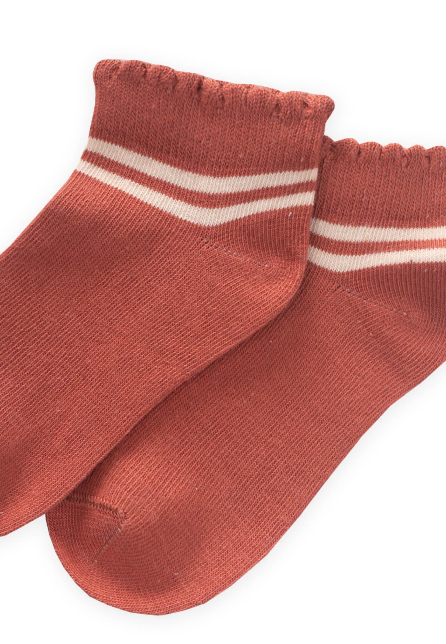 CigitÇemberli Güpürlü Çocuk Patik Çorabı 5-12 Yaş KİREMİT
