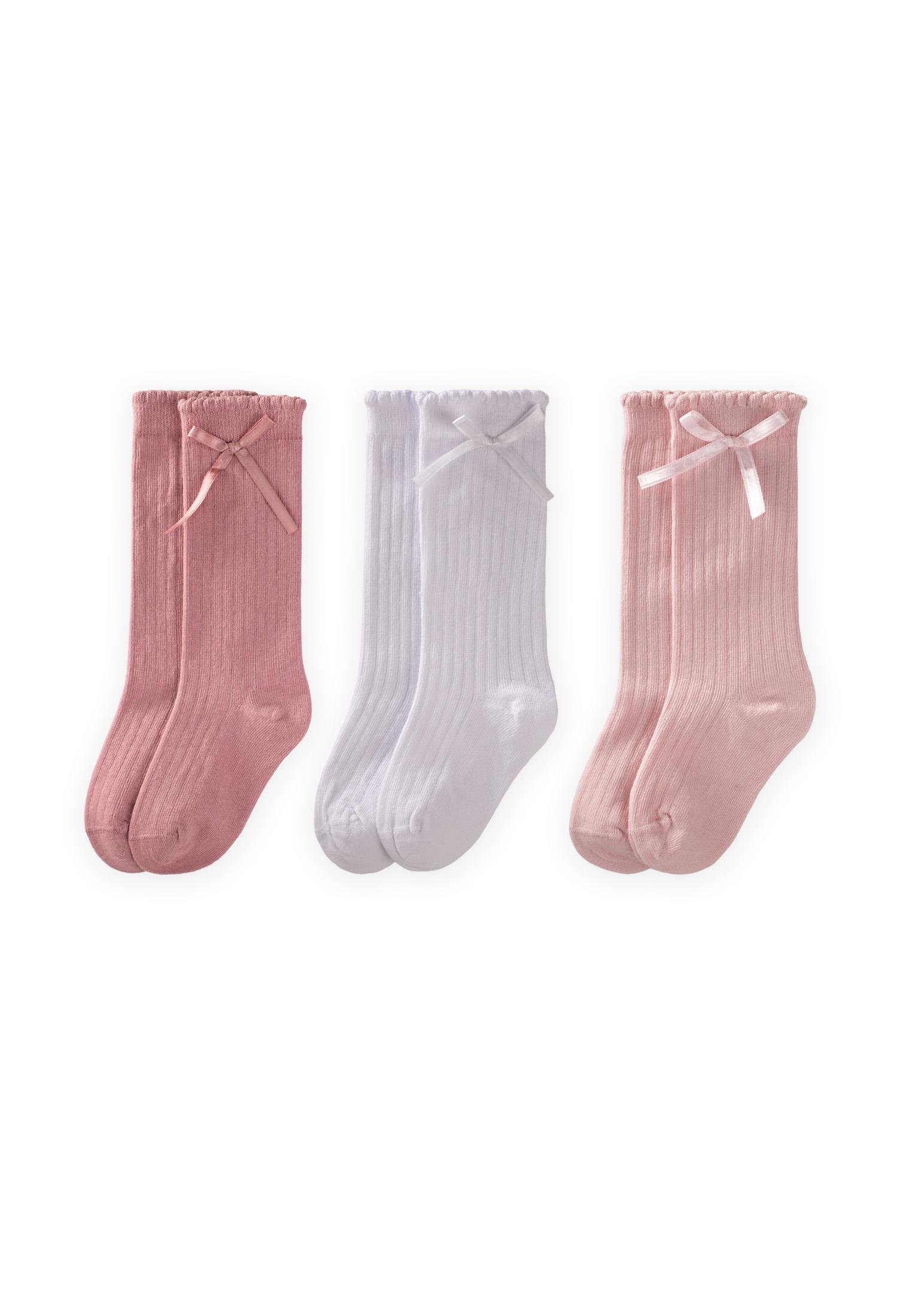 CigitÜçlü Fiyoklu Soket Çorap 3-10 Yaş Beyaz,Pudra,Gül K