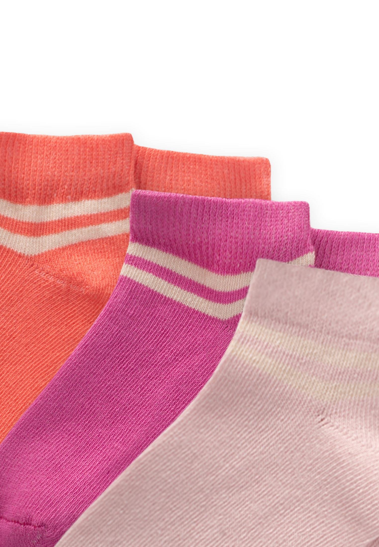 CigitÜçlü Ham Çizgili Patik Çorap 5-12 Yaş Fuşya,Yavruağzı,Pudra