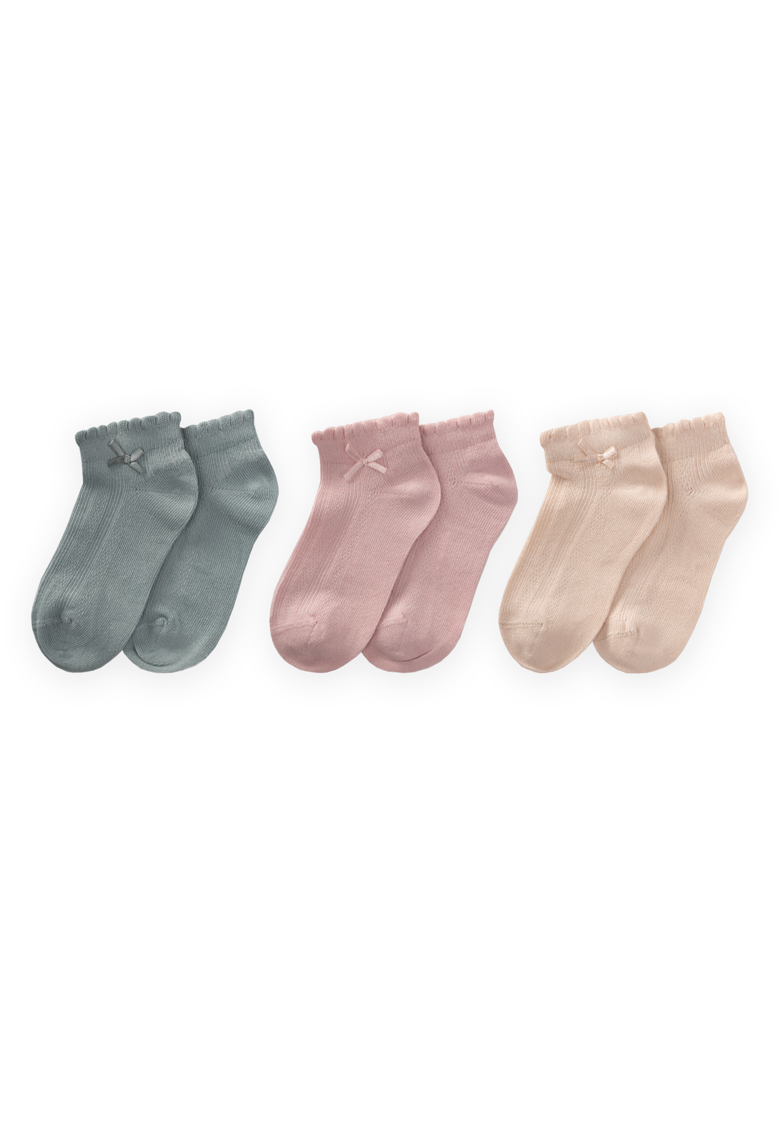 CigitÜçlü Kabarma Fiyoklu Patik Çorap 7-8 Yaş Mint,Pudra,Kum