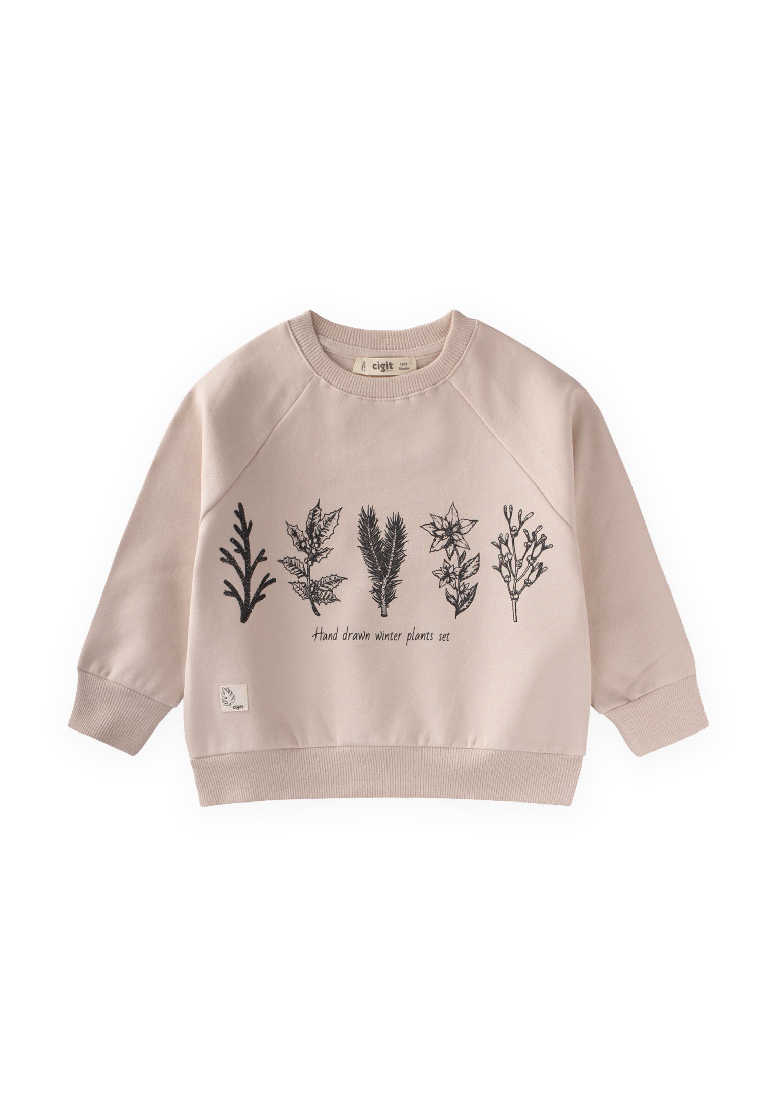 CigitAğaç Baskılı Sweatshirt 1-7 Yaş Kum