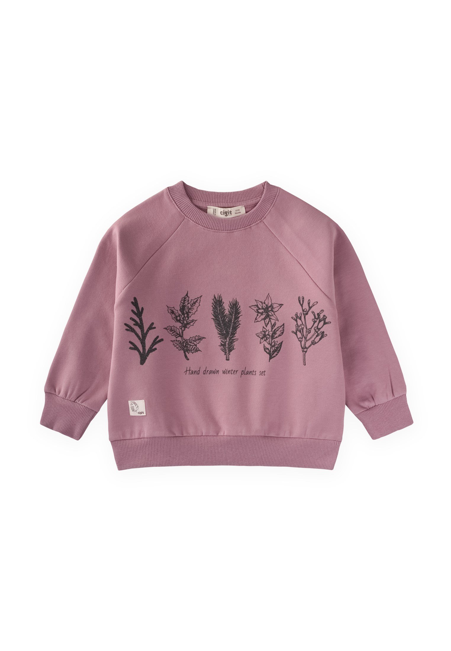 CigitAğaç Baskılı Sweatshirt 1-7 Yaş Leylak