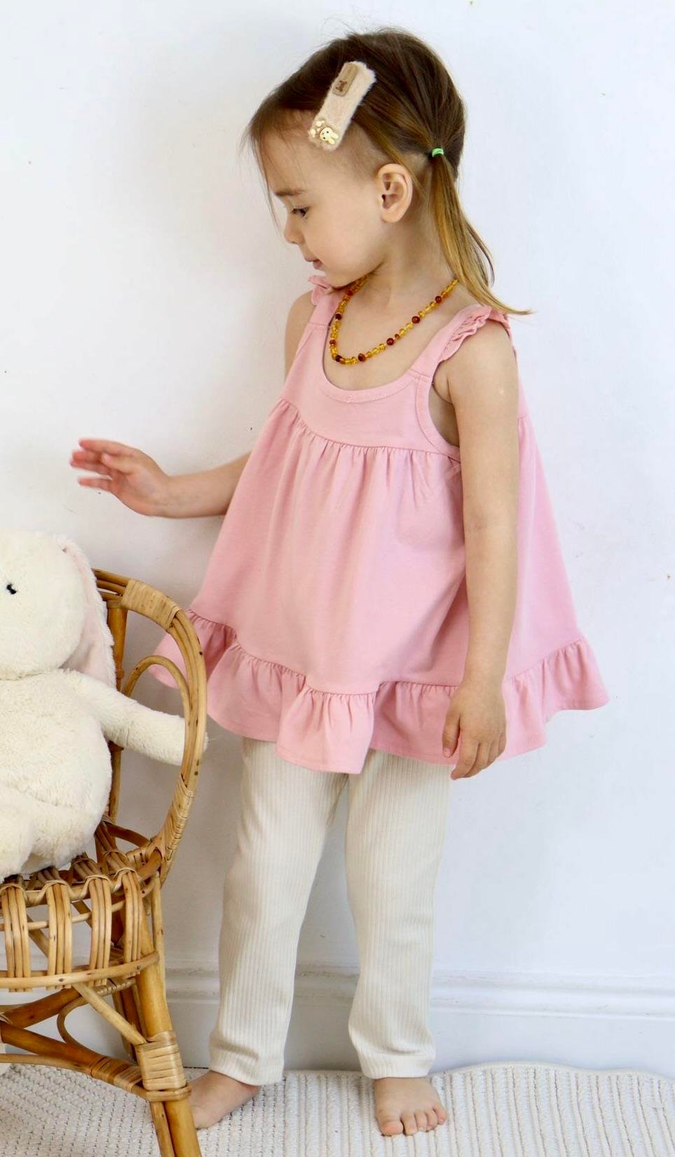CigitAskılı Tunik Takım 1-7 Yaş Pembe