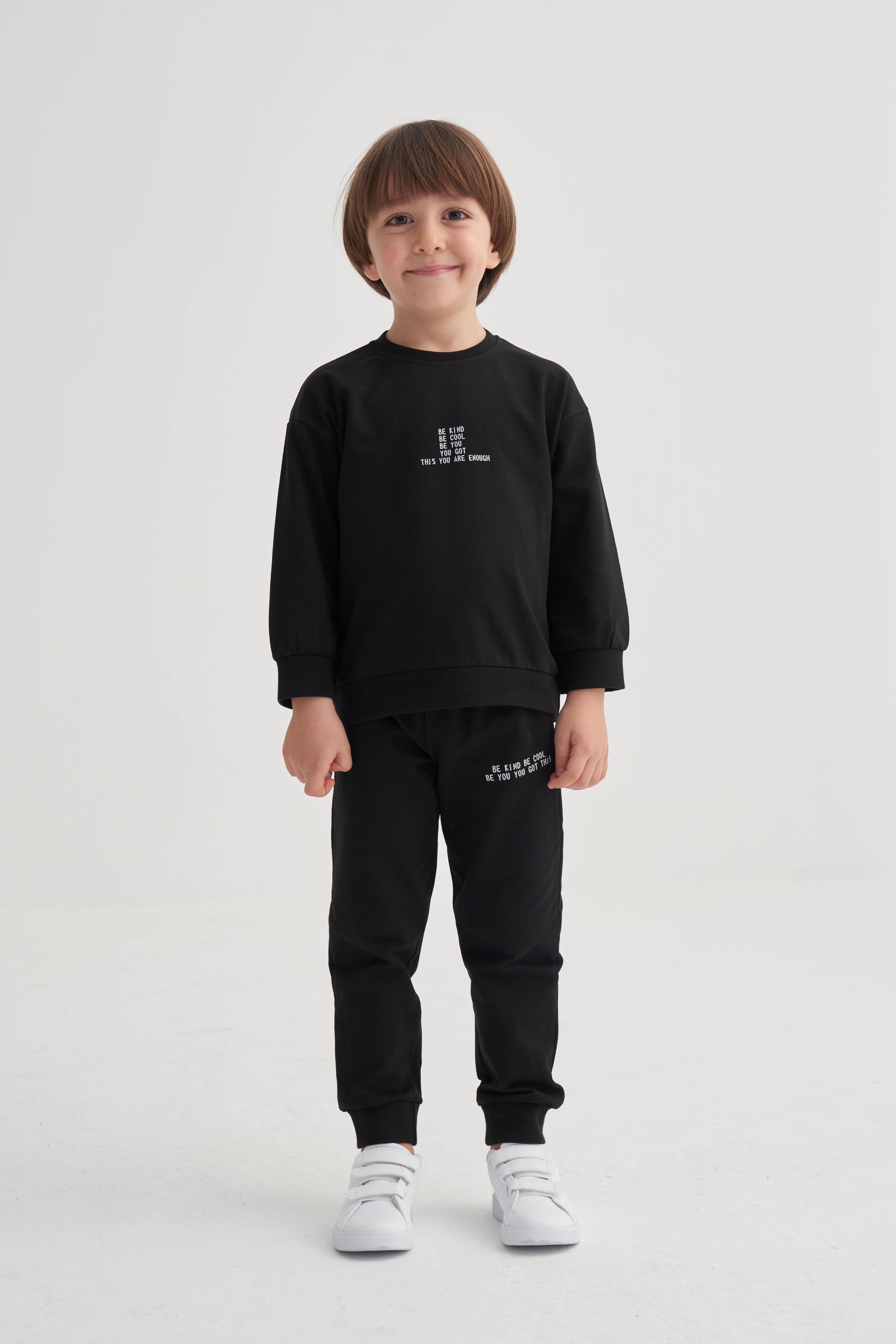 CigitBasic Baskılı Eşofman Takım 2-7 Yaş SİYAH