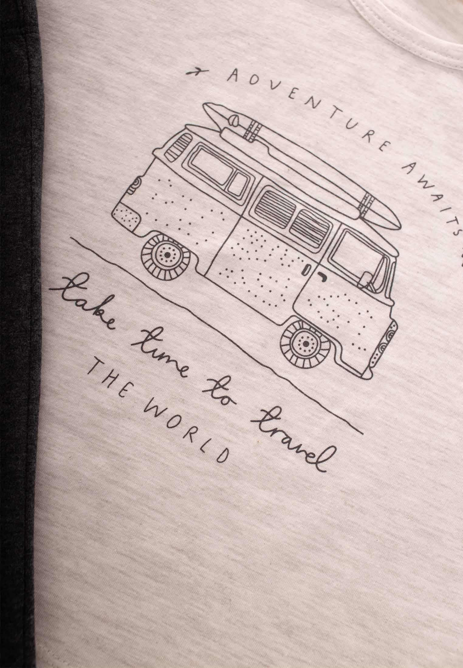 CigitBasic Karvan Baskılı Kapri Takım 2-7 Yaş Bej Melanj