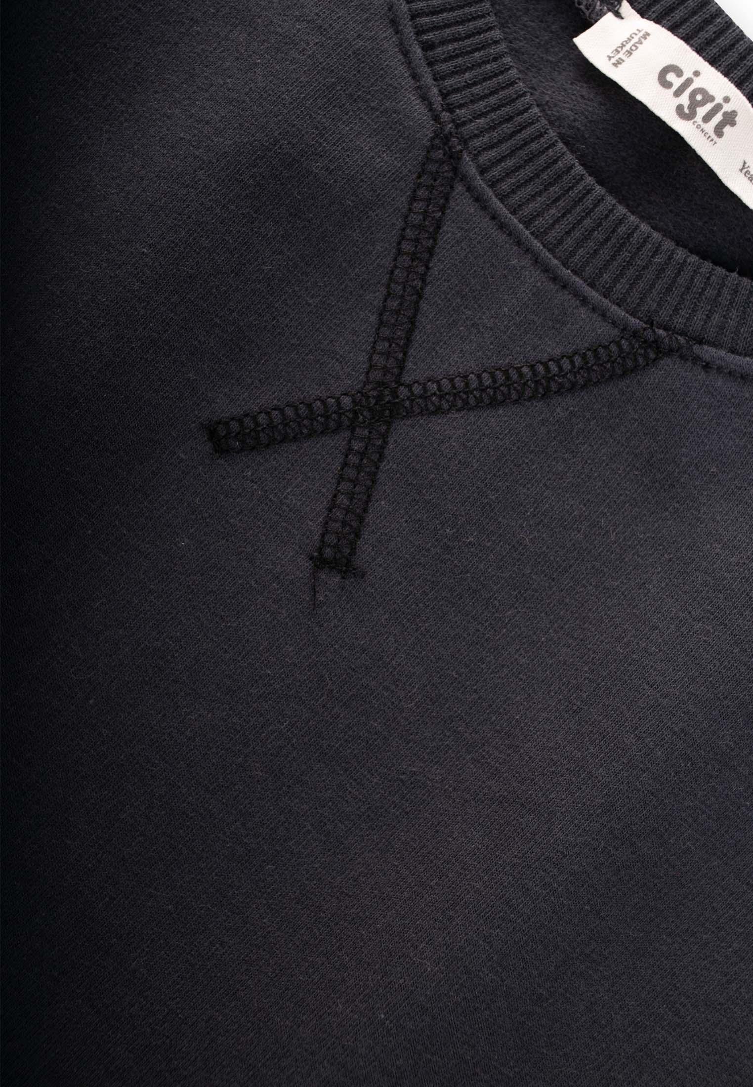 CigitBasic Karyoka Detaylı Sweatshirt Takım 3-8 Yaş Siyah