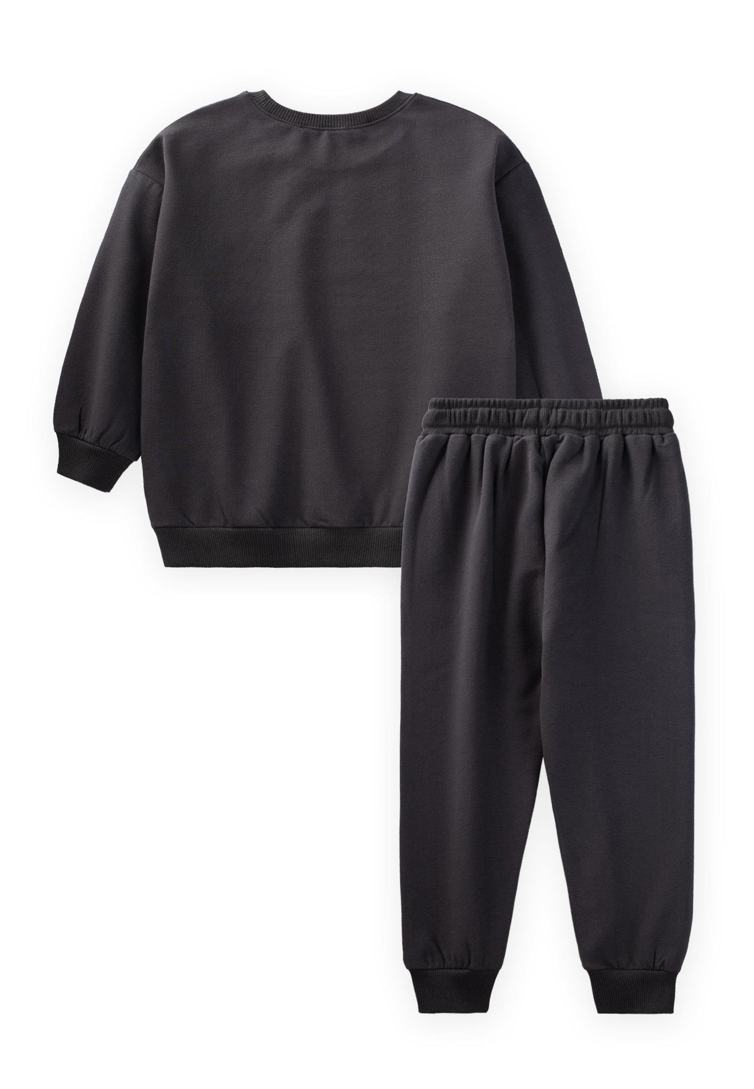CigitBasic Karyoka Detaylı Sweatshirt Takım 3-8 Yaş Siyah