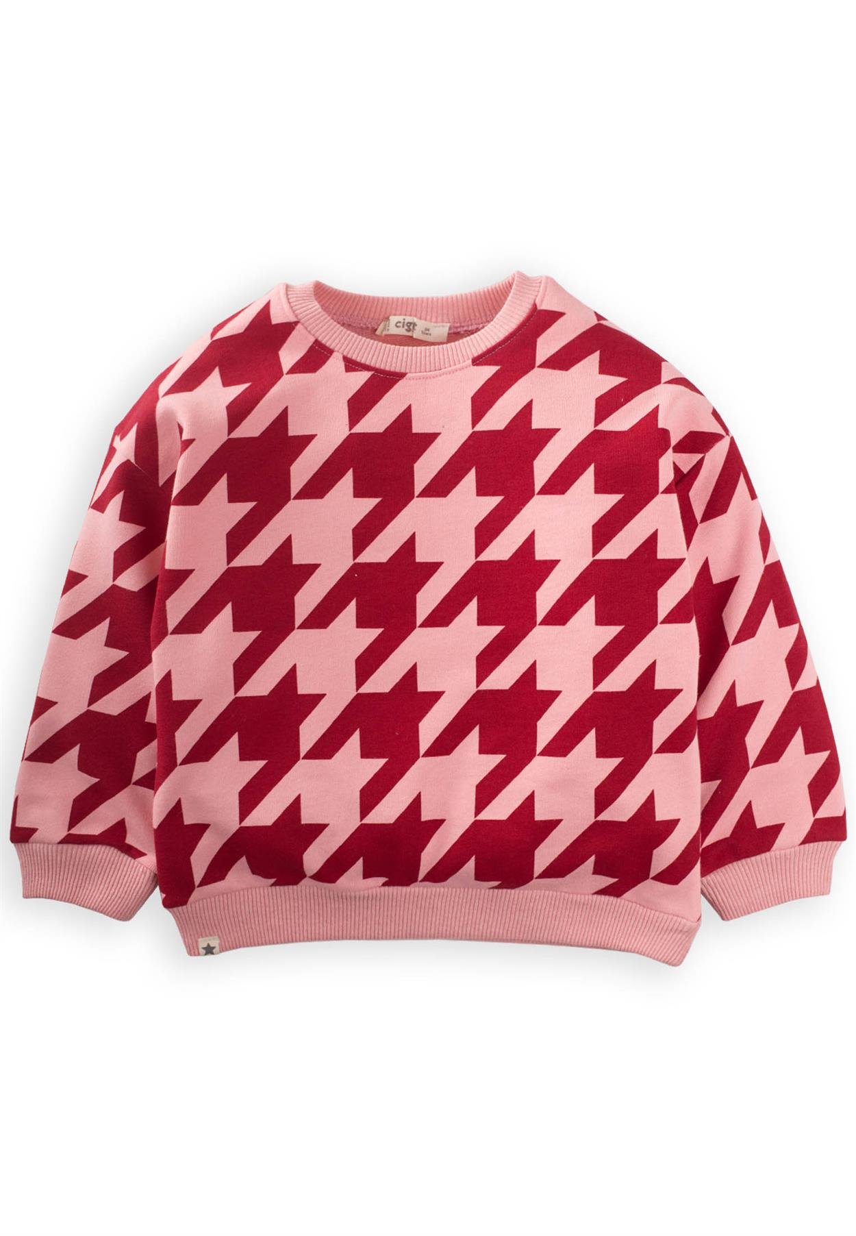 CigitBasic Sweatshırt 2-8 Yaş Somon Desenli