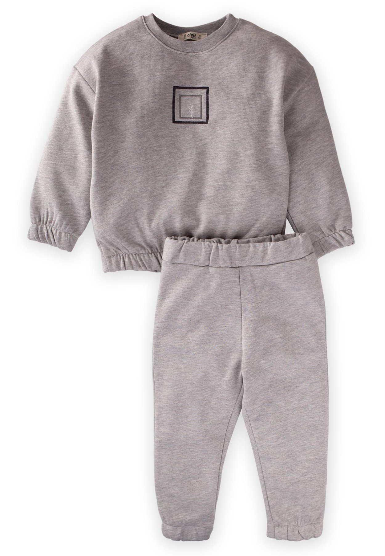 CigitBasic Sweatshirt Takım 2-8 Yaş Gri Melanj