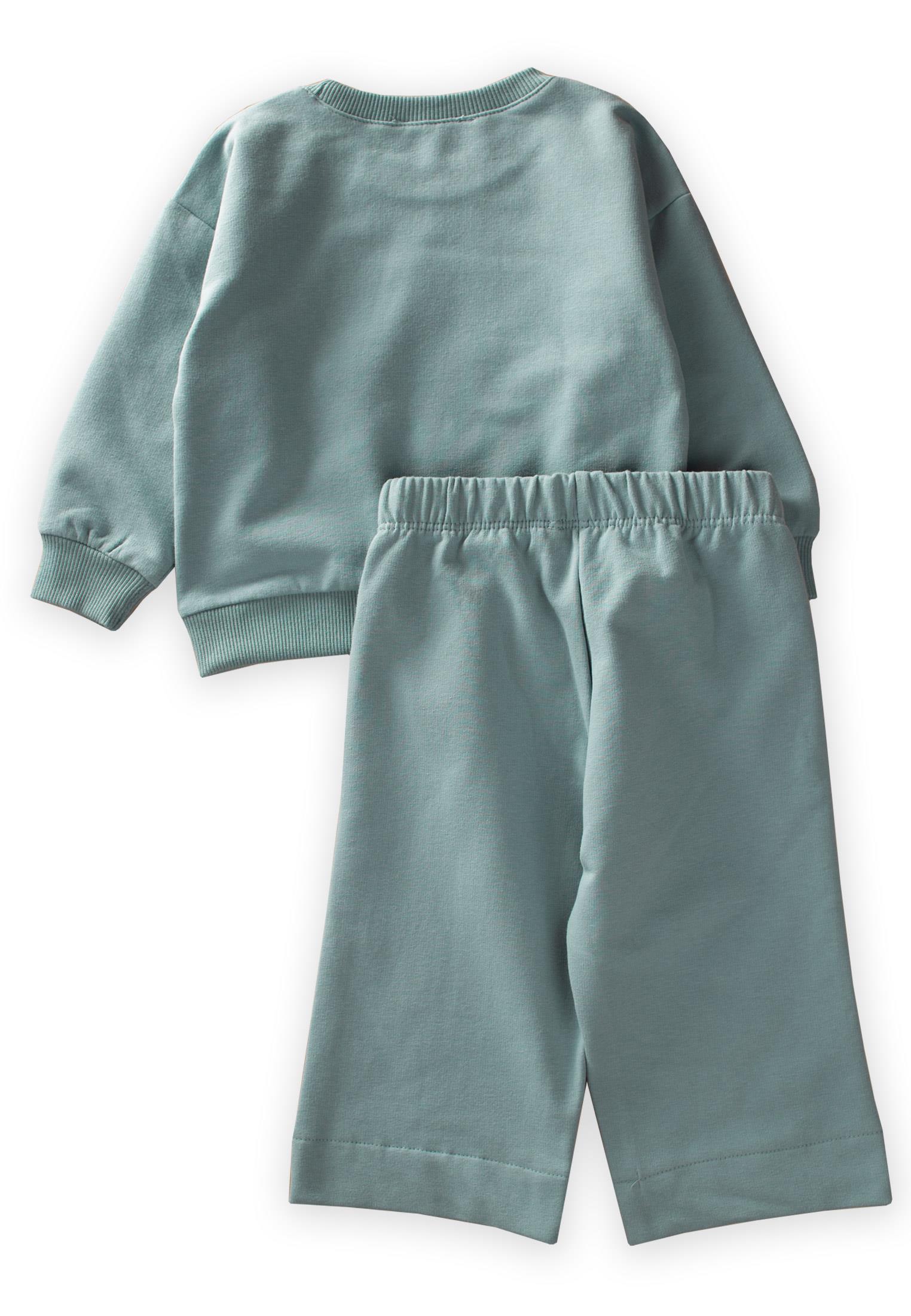 CigitBaskılı Geniş Paca Sweatshirt Takım 1-6 Yaş Mint Yeşil