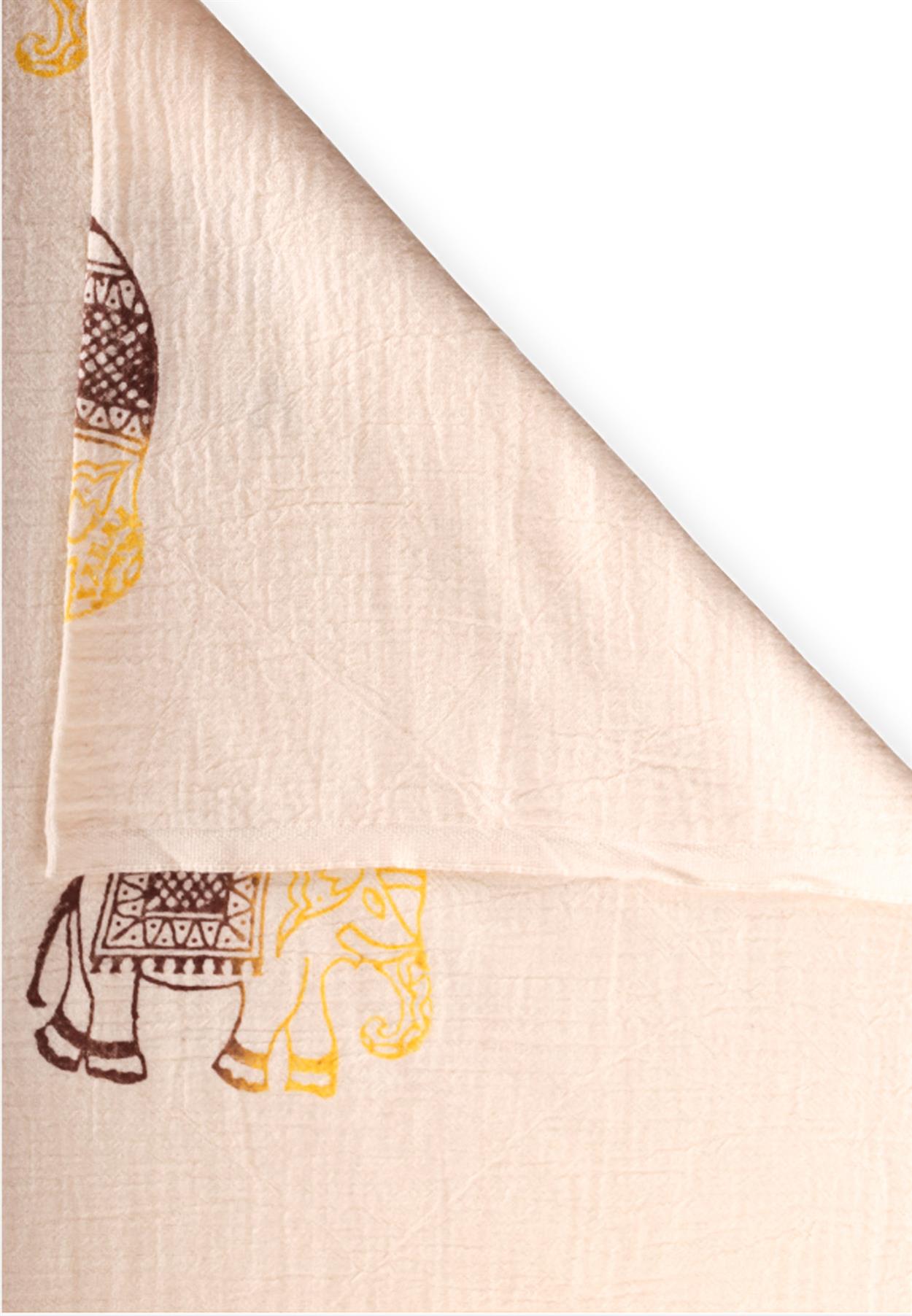 CigitBaskılı Müslin Peştemal Havlu (Yıkanmıştır) 90X180 Cm Fil Desen