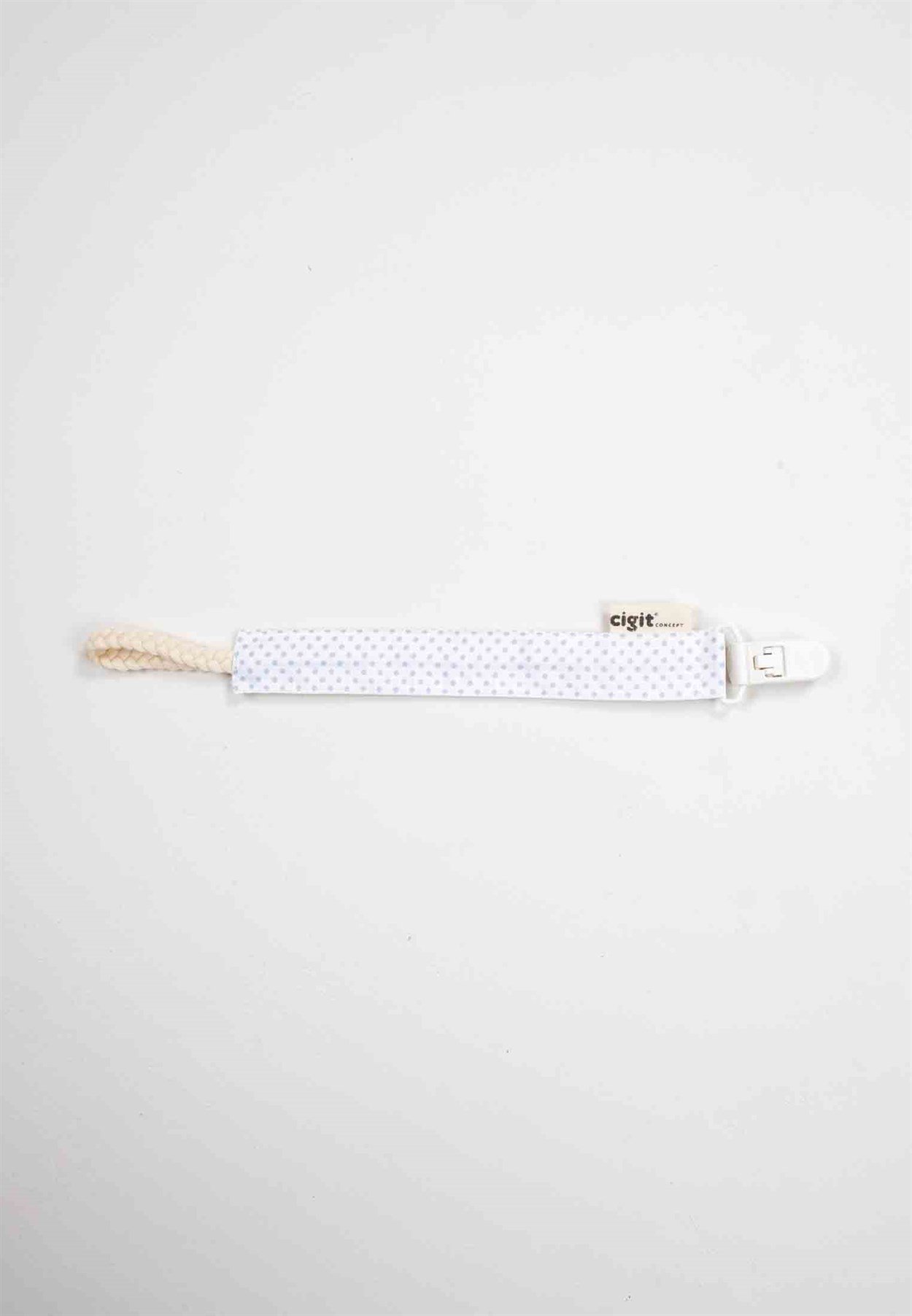 100105 - 170Bebek Pamuk Emzik Tutmacı 23 cm Gri Puantiye - CigitCigitBebek Pamuk Emzik Tutmacı 23 cm Gri Puantiye