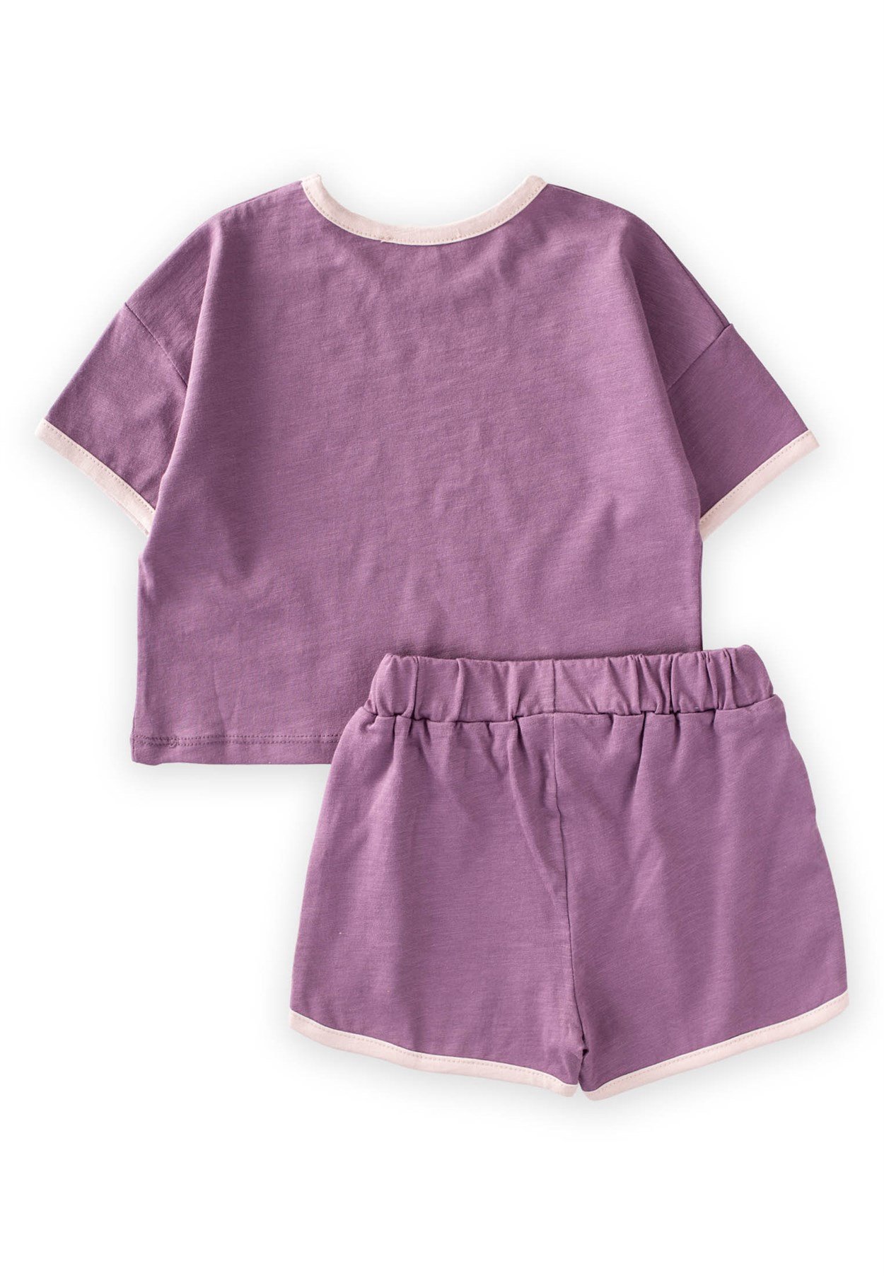 CigitBiye Garnili Oversize Şortlu Takım 1-7 Yaş Mor