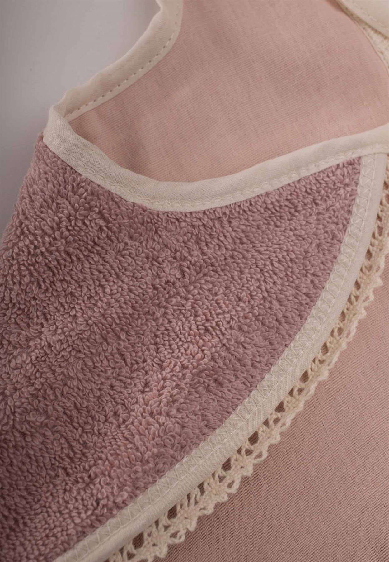 CigitBrodeli Bağlamalı Mama Önlüğü Muslın Pudra - Havlu Pembe