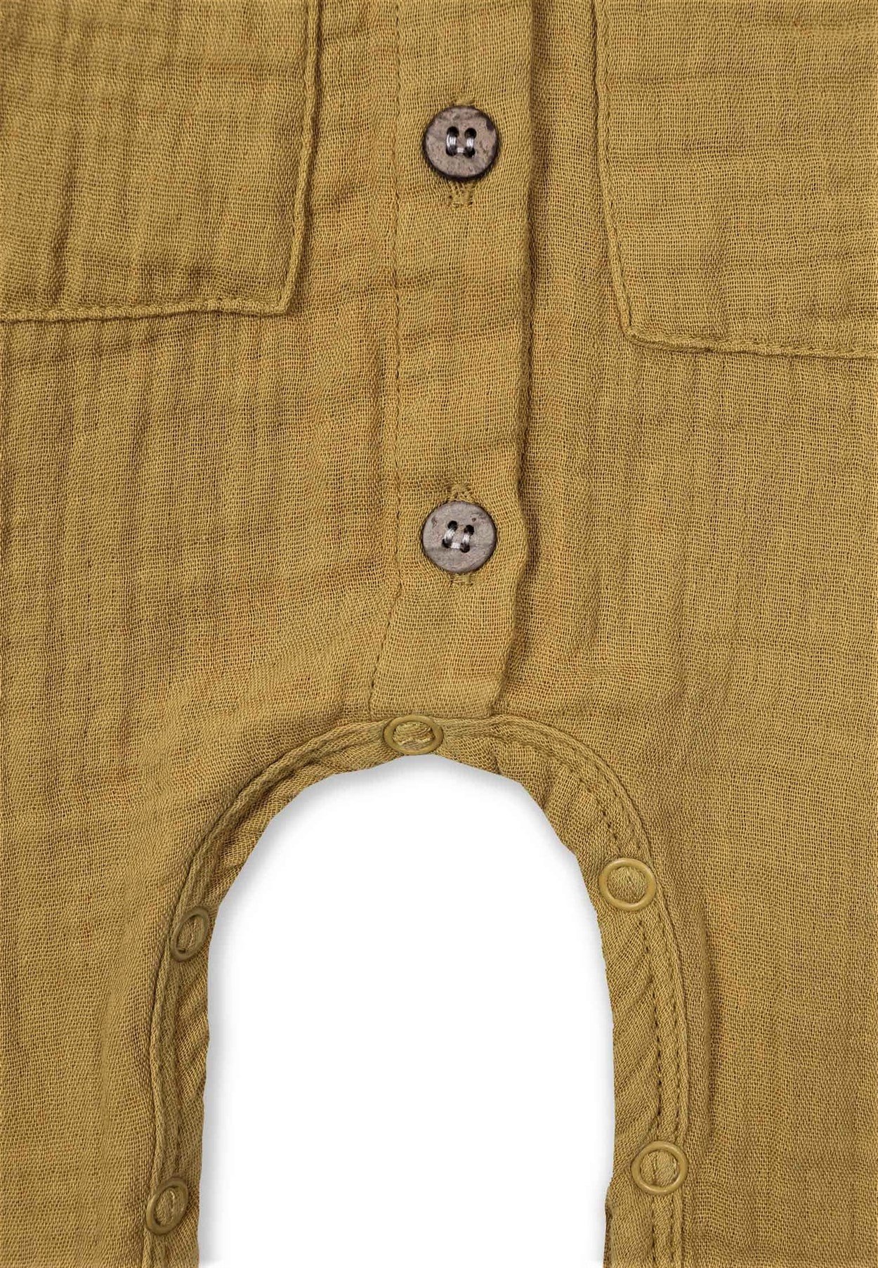 62029 - 5006Büyük Cepli Boydan Patlı Muslin Tulum 0-3 Yaş Hardal Sarı - www.cigit.com.trCigitBüyük Cepli Boydan Patlı Muslin Tulum 0-3 Yaş Hardal Sarı