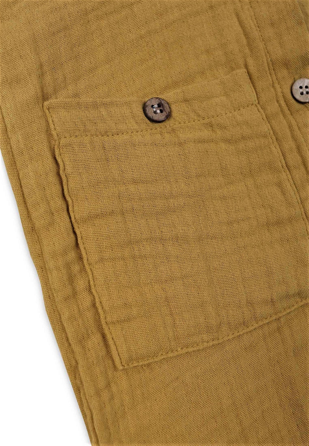 62029 - 5006Büyük Cepli Boydan Patlı Muslin Tulum 0-3 Yaş Hardal Sarı - www.cigit.com.trCigitBüyük Cepli Boydan Patlı Muslin Tulum 0-3 Yaş Hardal Sarı