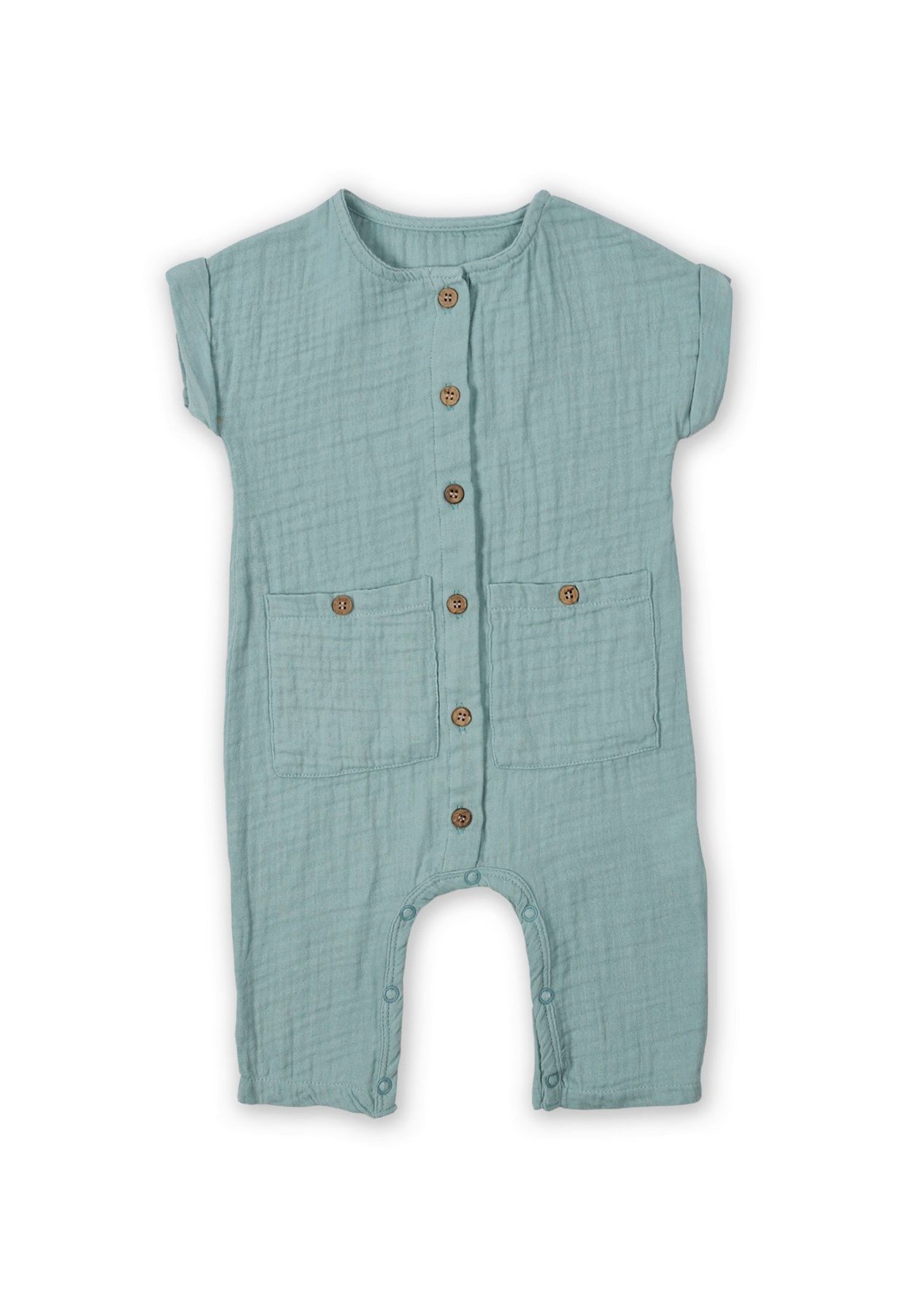 62029 - 5008Büyük Cepli Boydan Patlı Muslin Tulum 0-3 Yaş Mint Yeşili - www.cigit.com.trCigitBüyük Cepli Boydan Patlı Muslin Tulum 0-3 Yaş Mint Yeşili