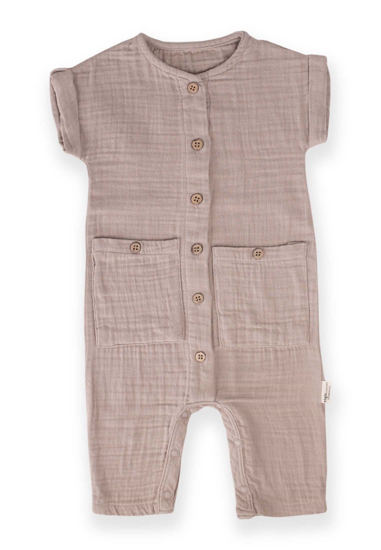 62029 - 5020Büyük Cepli Boydan Patlı Muslin Tulum 0-3 Yaş Vizon - www.cigit.com.trCigitBüyük Cepli Boydan Patlı Muslin Tulum 0-3 Yaş Vizon
