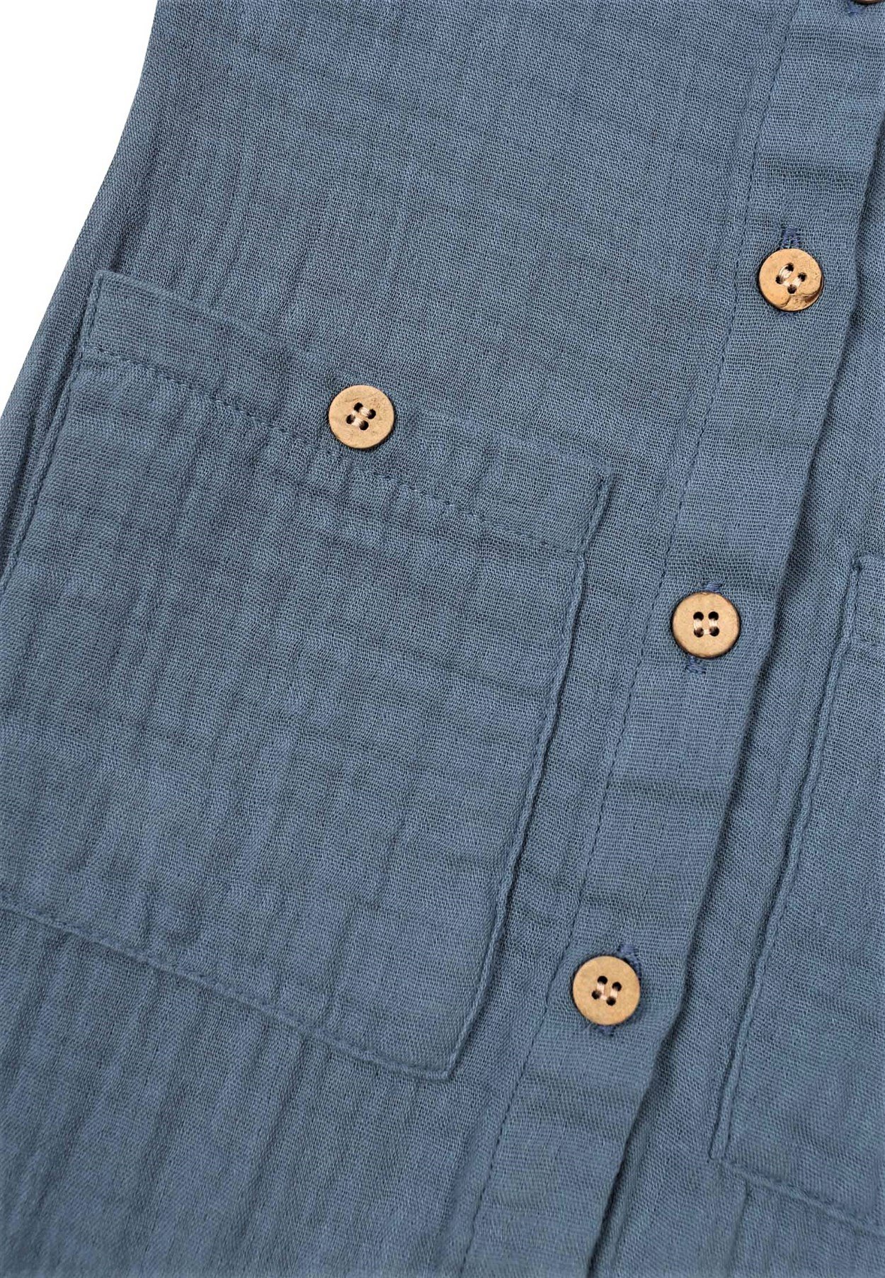 62029 - 5007Büyük Cepli Boydan Patlı Muslin Tulum 0-3 Yaş İndigo Mavi - www.cigit.com.trCigitBüyük Cepli Boydan Patlı Muslin Tulum 0-3 Yaş İndigo Mavi
