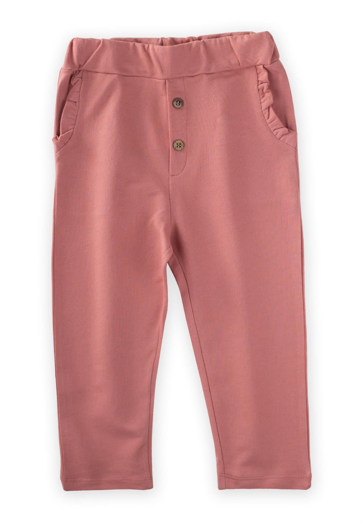 CigitCebi Fırfırlı Patlı Örme Pantolon 2-8 Yaş Koyu Pembe