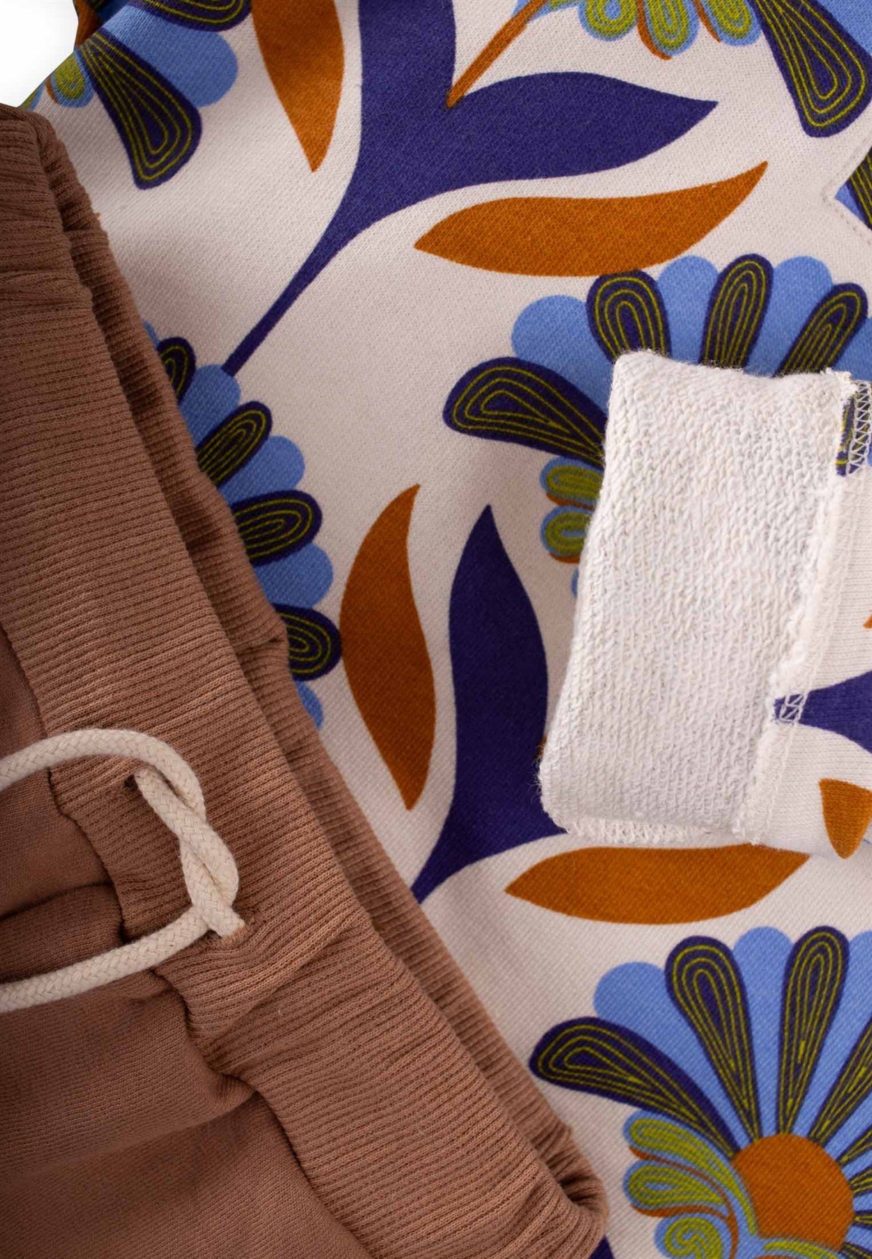 CigitÇiçek Motifli Sweat Takım 3-8 Yaş Ekru