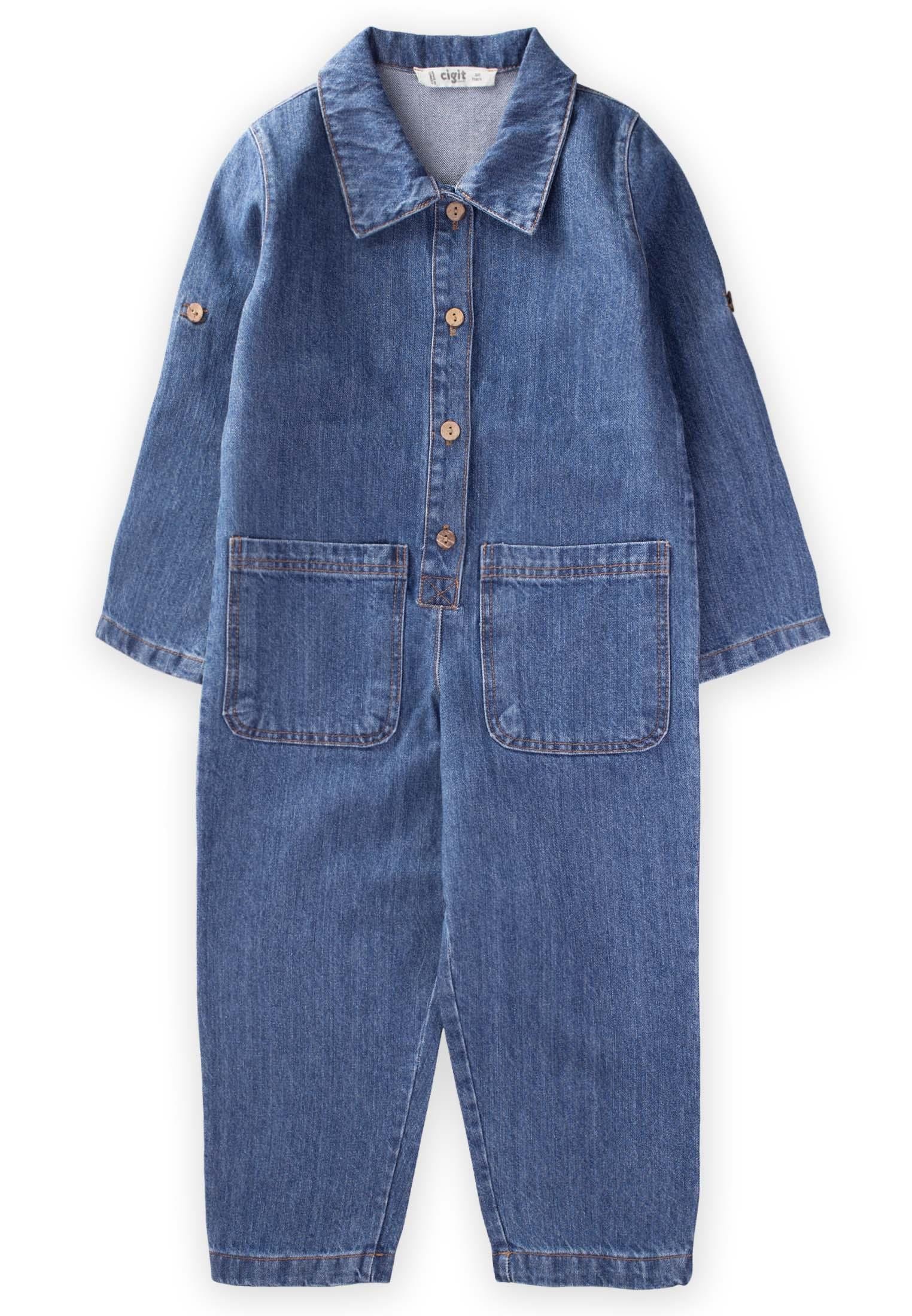 CigitDouble Pocket Denim Overalls Age 2-7 BLUE